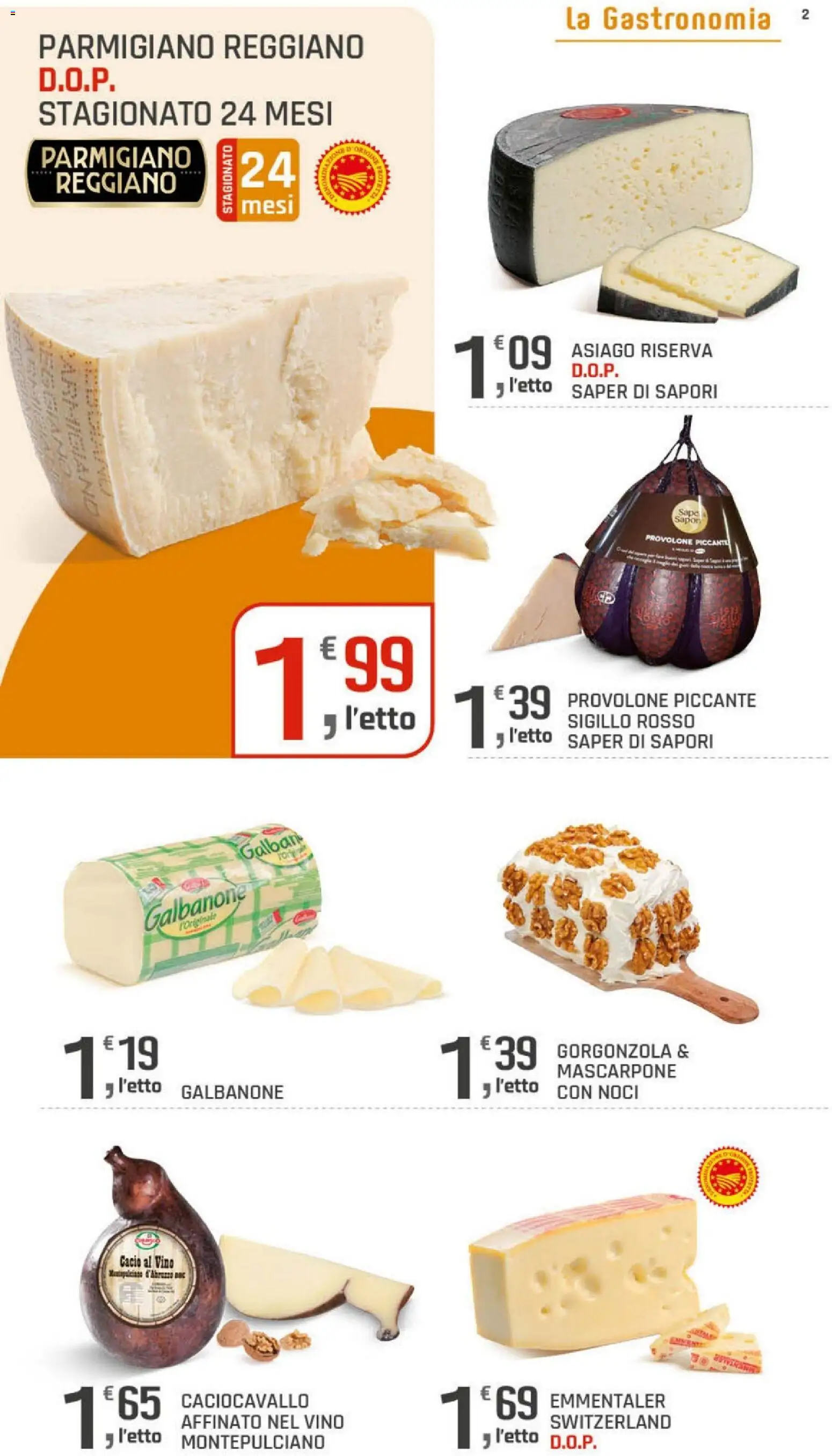 Volantino DOK del 06/10/2026 | Pagina: 2 | Prodotti: Provolone, Parmigiano reggiano, Parmigiano, Gorgonzola