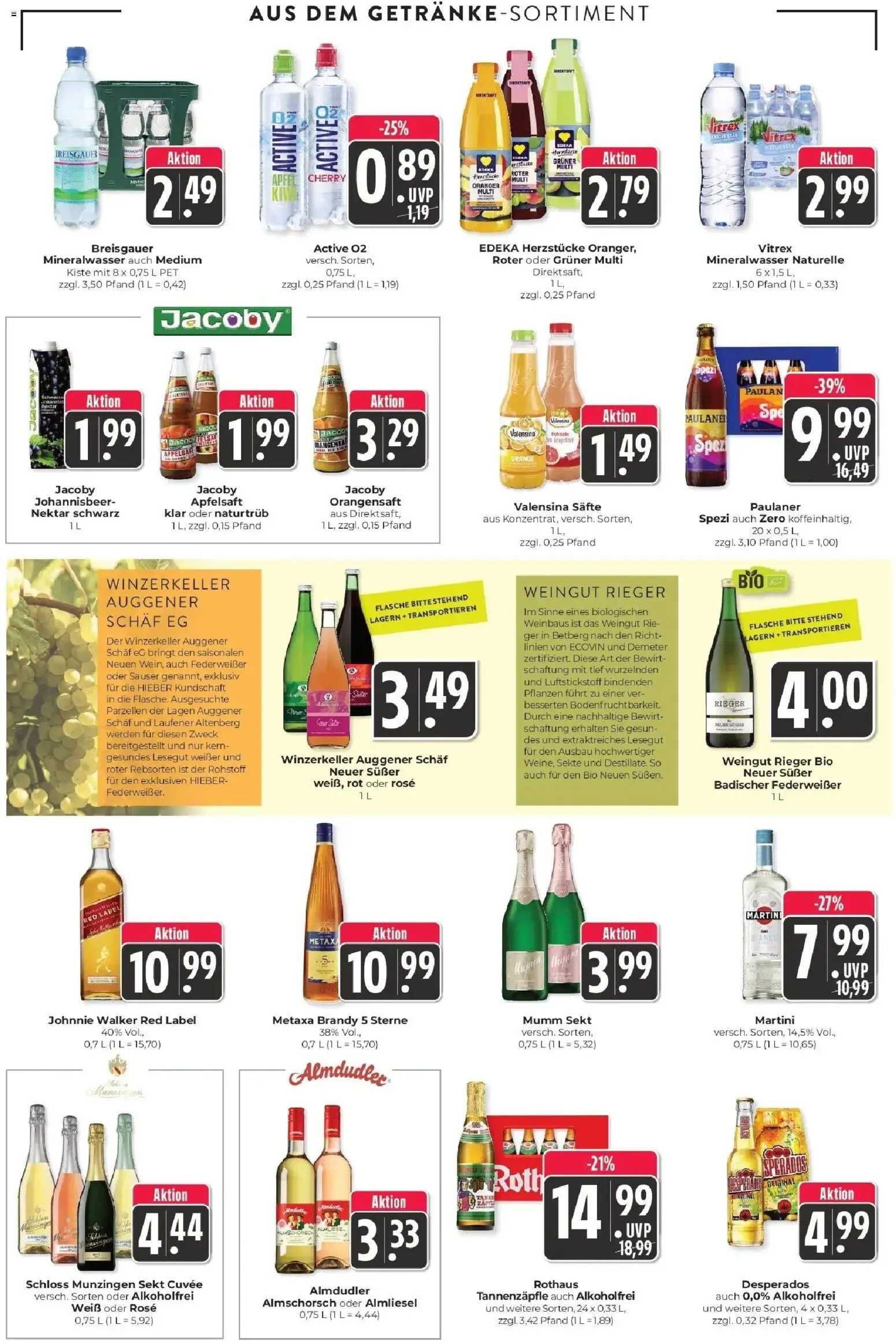 Edeka Prospekt Schliengen (ab 07.09.2026) » Angebote Online | Seite: 14 | Produkte: Orangensaft, Mineralwasser, Valensina, Johnnie walker