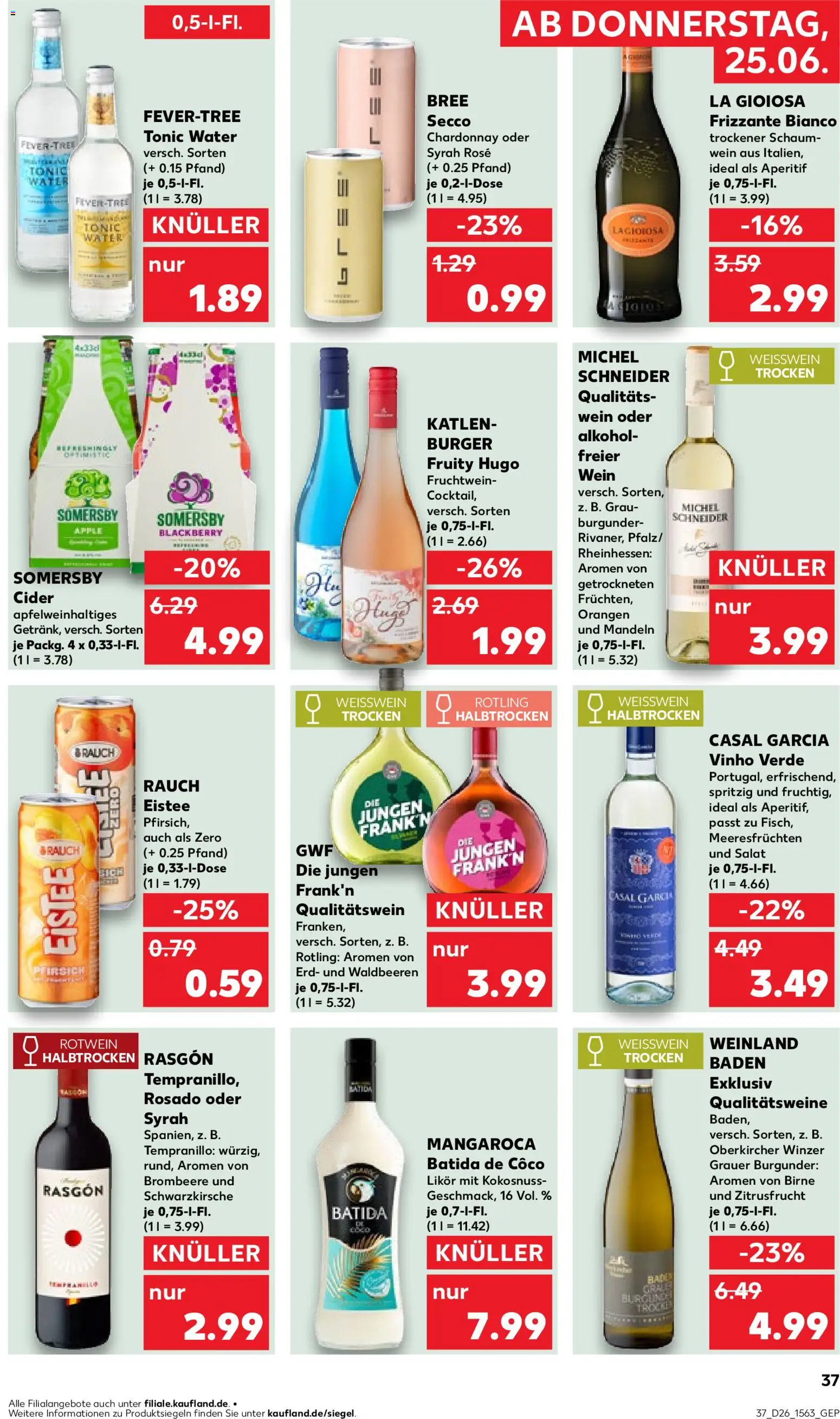Kaufland Prospekt Kiel – gültig ab 25.06.2026 | Seite: 37 | Produkte: Batida de coco, Burger, Birne, Salat