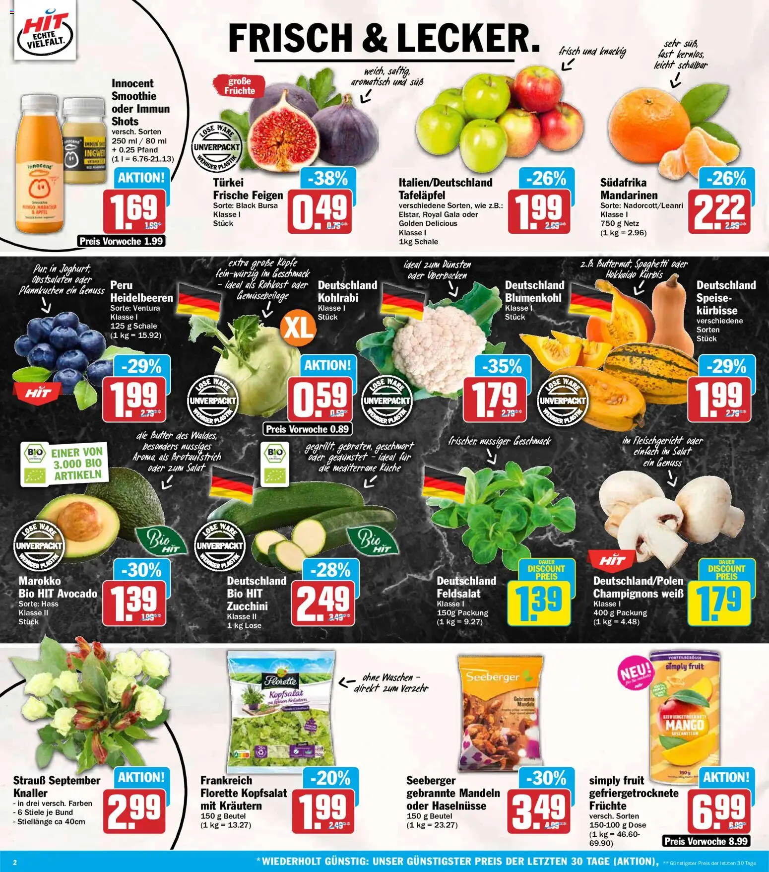 HIT Prospekt – gültig ab 21.09.2026 | Seite: 2 | Produkte: Mango, Blumenkohl, Feigen, Salat
