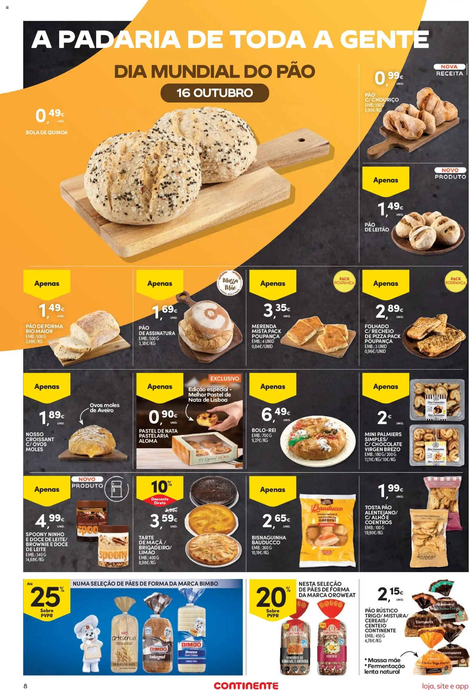 Continente folheto Bom Dia │ válido de 13/10/2026 | Página: 8 | Produtos: Padaria, Quinoa, Nata, Alho