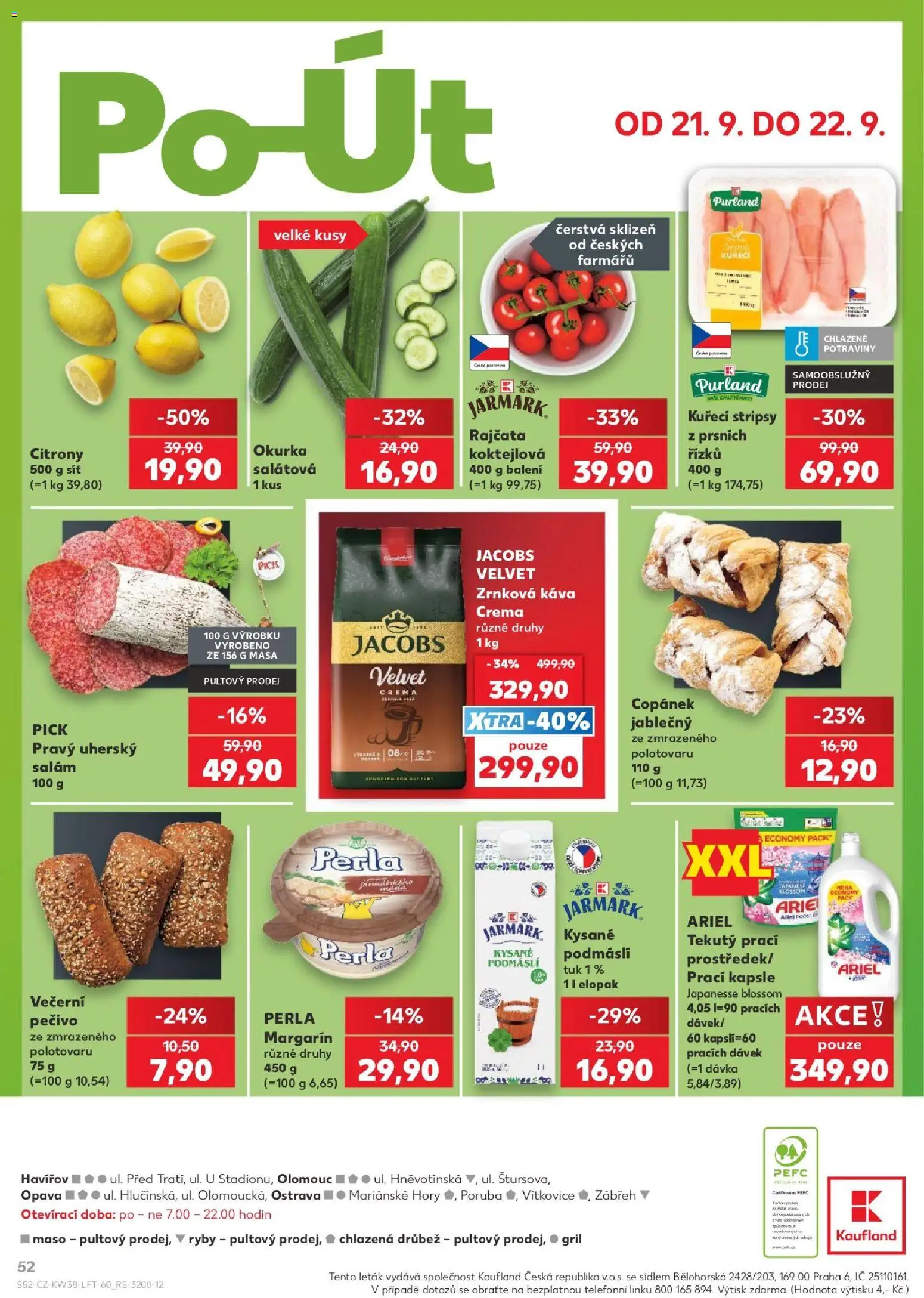 Kaufland leták - Ostrava od 16.09.2026 | Strana: 52 | Produkty: Káva, Kapsle, Citróny, Jacobs velvet