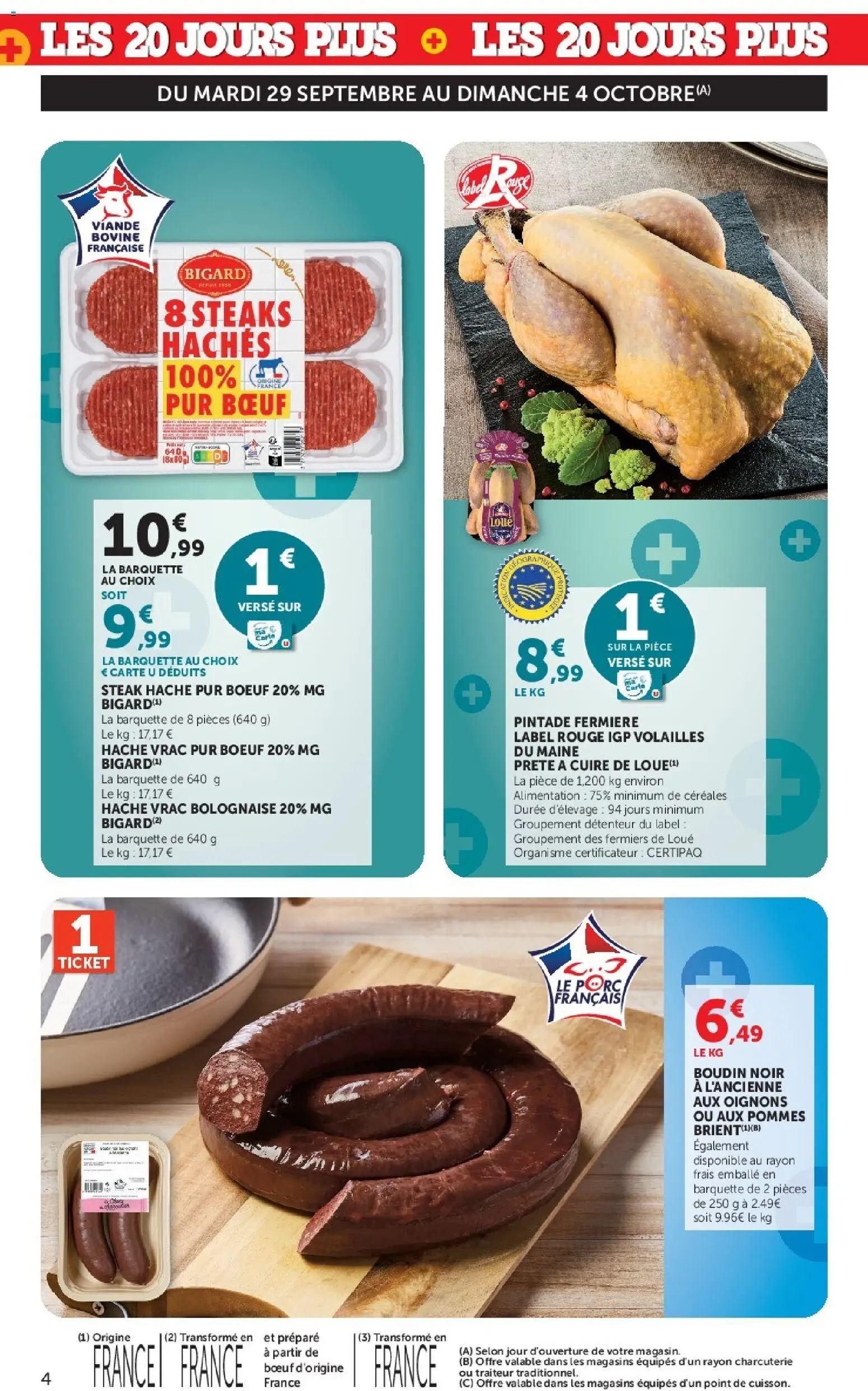 {H1} | Page: 4 | Produits: Steak, Pommes, Oignons, Céréales