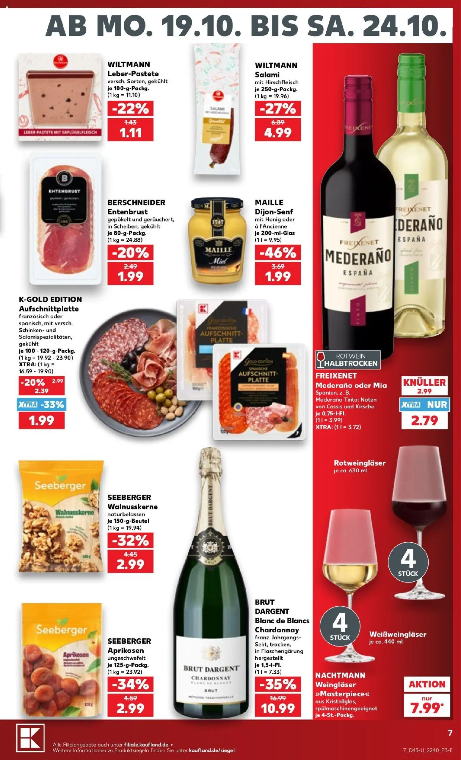 Kaufland Prospekt Stuttgart – gültig ab 19.10.2026 | Seite: 7 | Produkte: Freixenet, Rotwein, Salami, Schinken