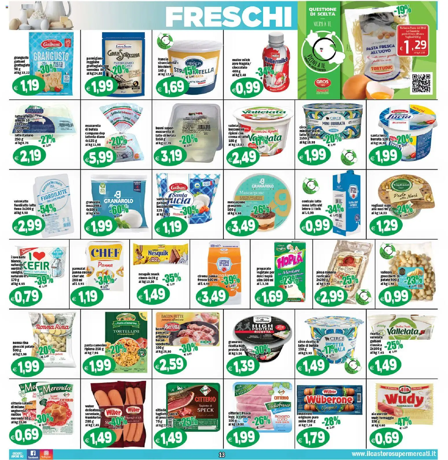 Volantino Il Castoro del 02/10/2026 | Pagina: 13 | Prodotti: Cioccolato, Salame, Latte, Burrata