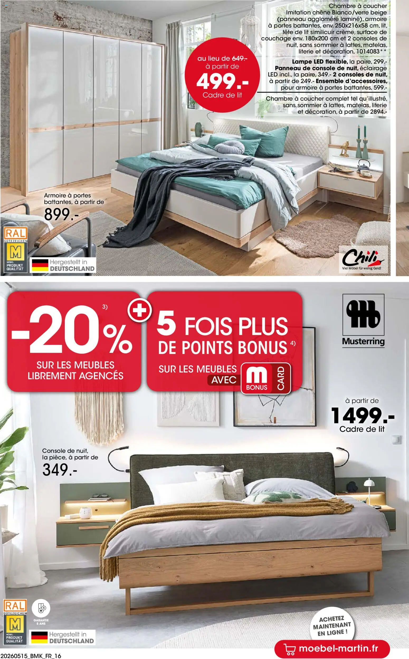 {H1} | Page: 16 | Produits: Tête de lit, Sommier, Lampe, Literie