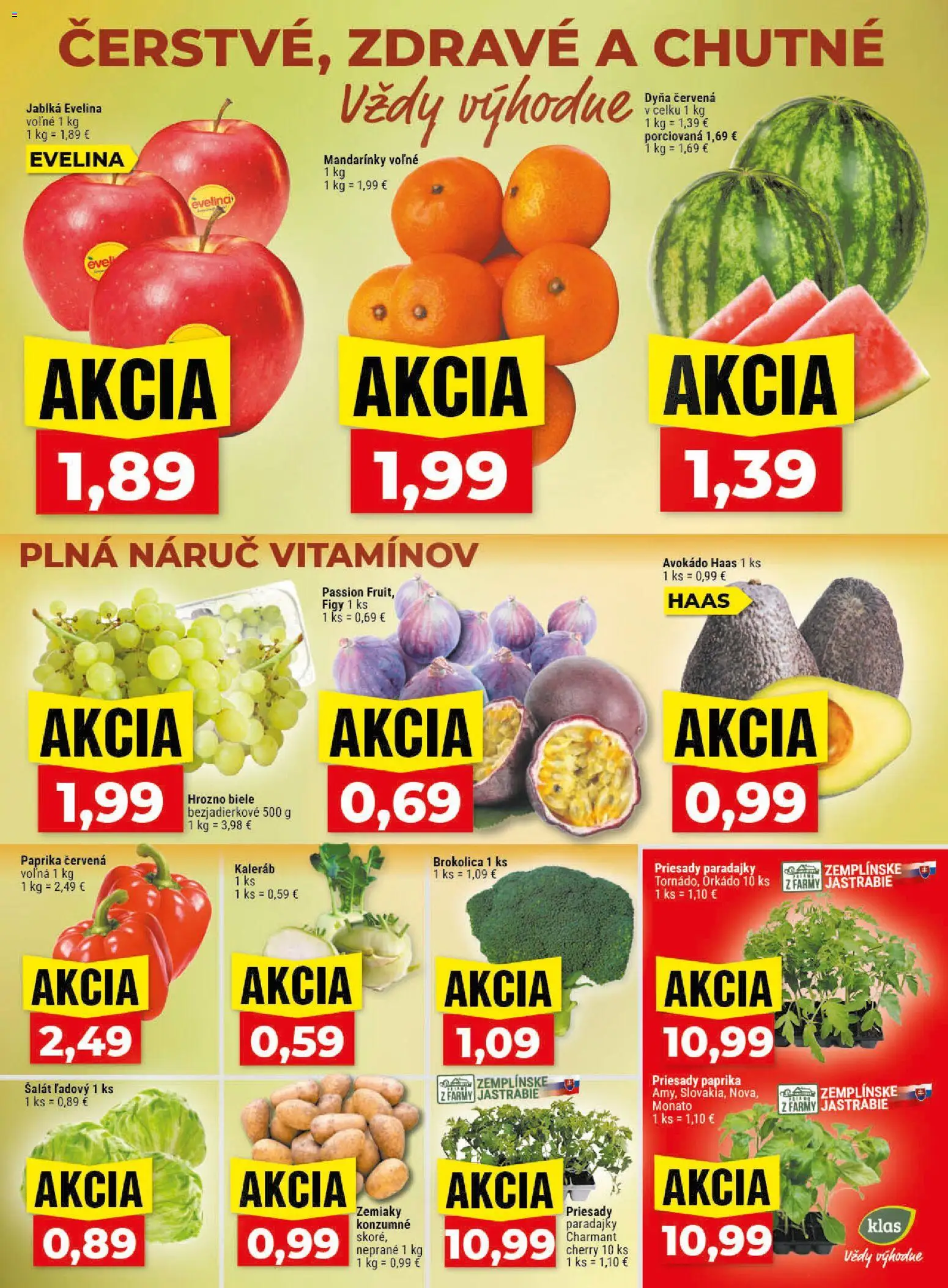 Nové Klas akcie – leták je platný od 18.05.2026 | Strana: 3 | Produkty: Paprika, Jablká, Paradajky, Brokolica