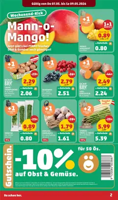 Penny Markt - Flugblatt ab 07.05.2026 gültig | Seite: 2 | Produkte: Gemüse, Mango, Knoblauch, Creme