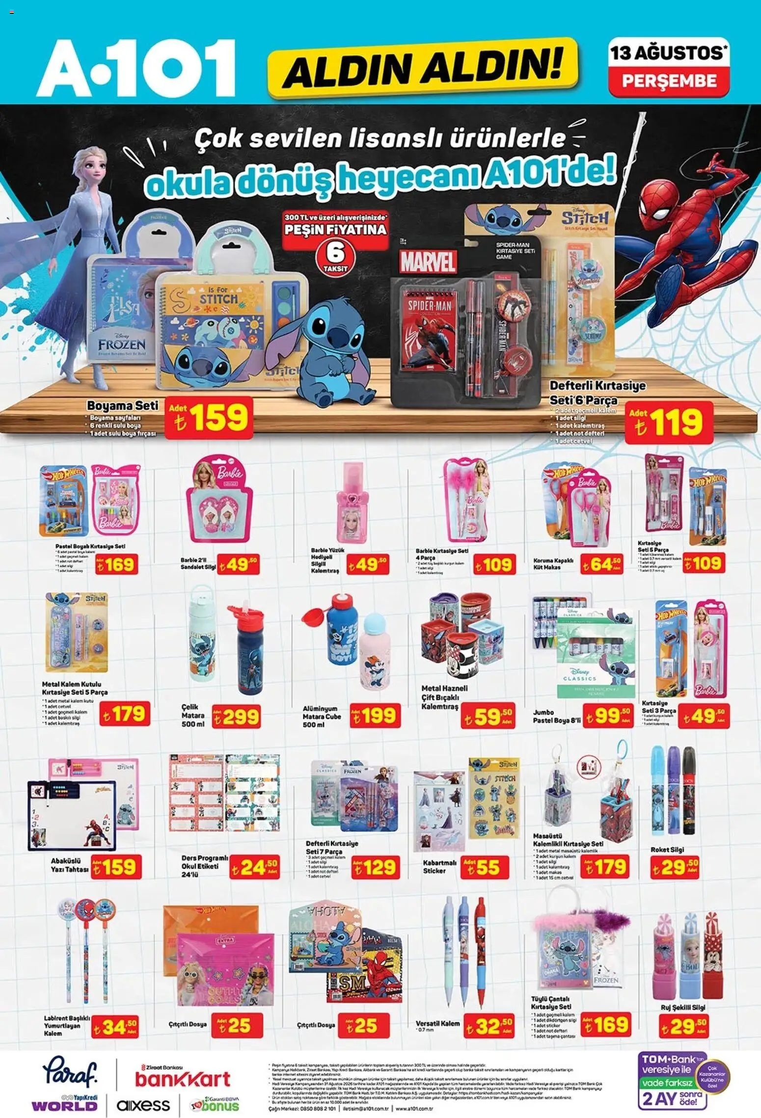A101 - Katalog Aldın Aldın - 13 Ağustos 2026 tarihinden itibaren geçerlidir | Sayfa: 3 | Ürünler: Kutu, Not defteri, Pastel boya, Sandalet