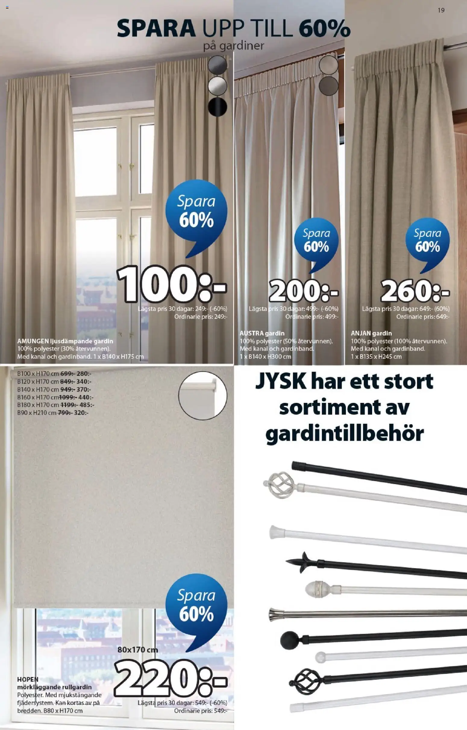 JYSK reklamblad aktuell från 27.04.2026 | Sida: 19 | Produkter: Gardin, Rullgardin