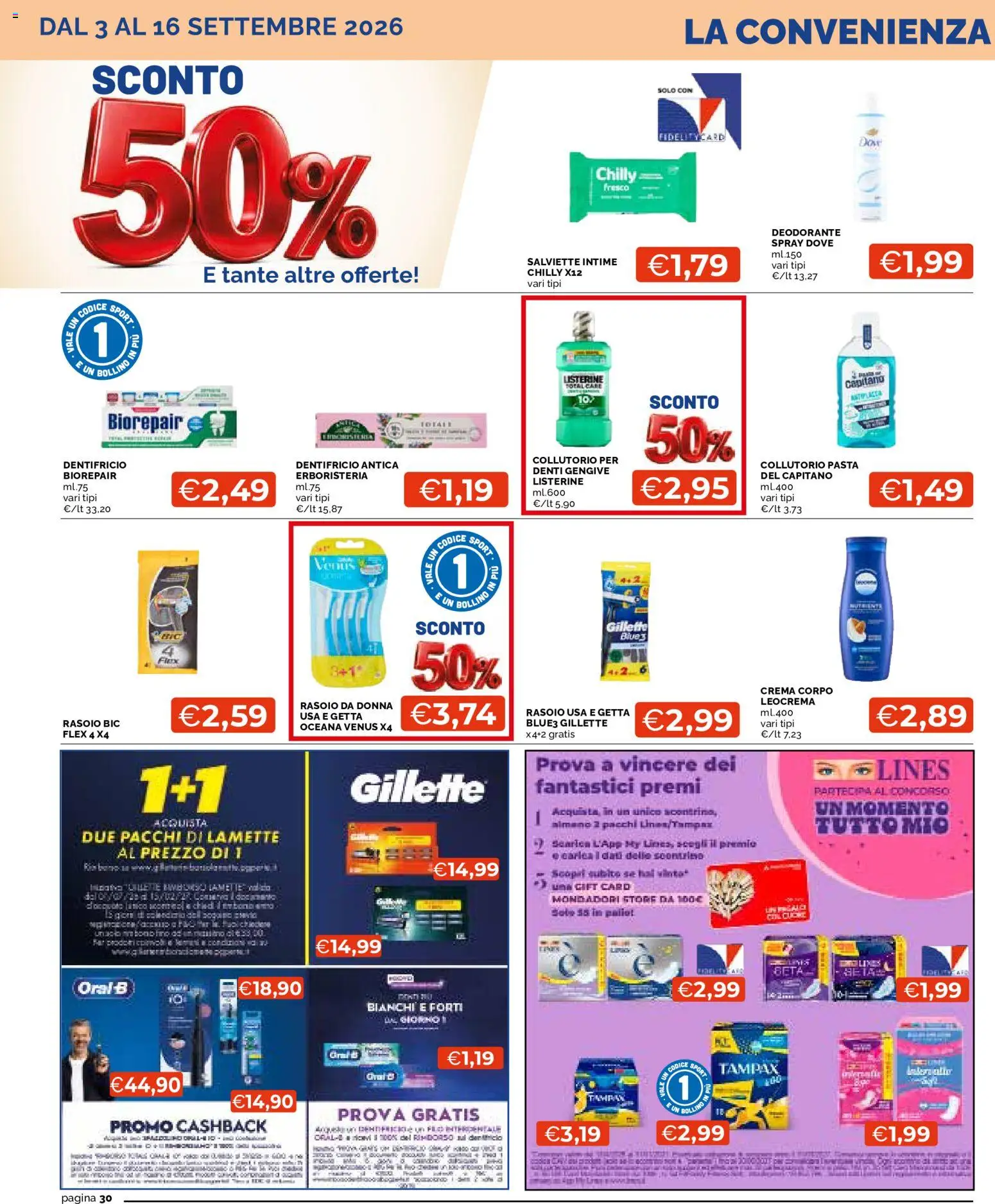 Volantino Mercatò del 03/09/2026 | Pagina: 30 | Prodotti: Crema, Rasoio, Deodorante, Rasoio da donna