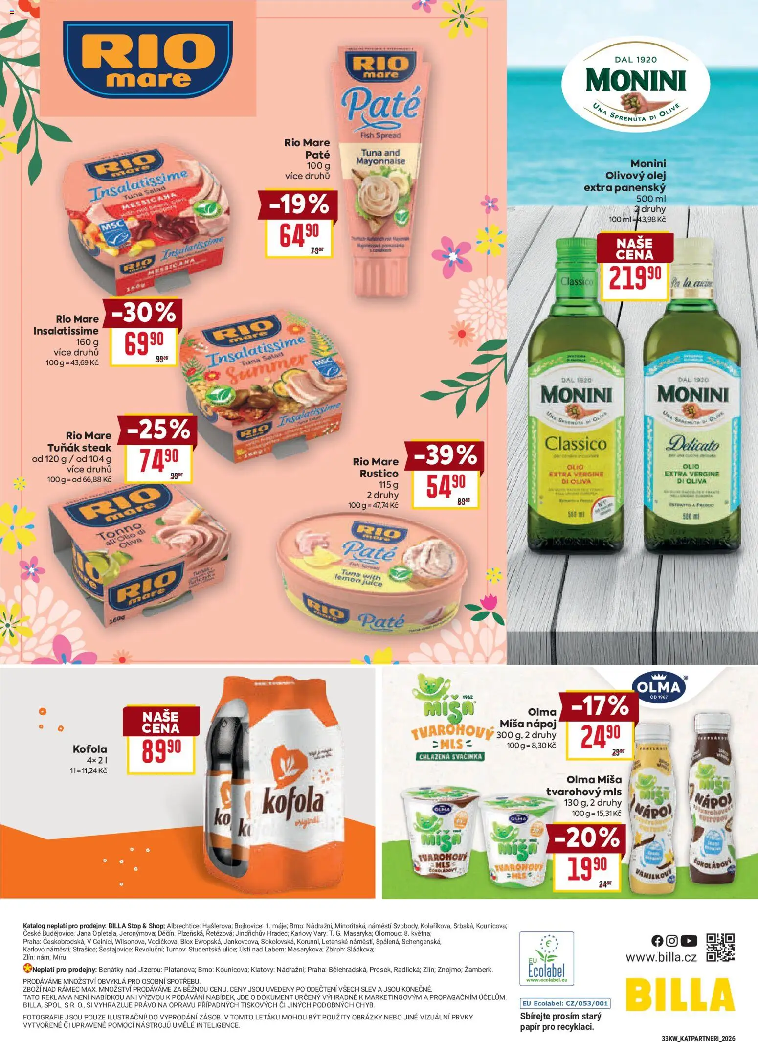 Billa leták - Vaše oblíbené značky od 12.08.2026 | Strana: 30 | Produkty: Tuňák, Olej, Steak, Tuňák steak