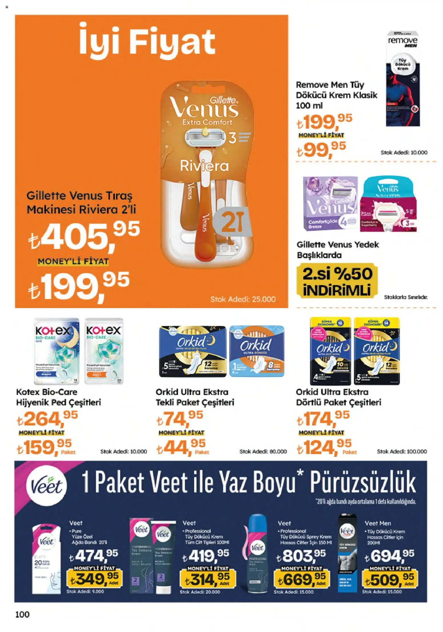 Migros Katalog - Migroskop - 09 Temmuz 2026 tarihinden itibaren geçerlidir | Sayfa: 100 | Ürünler: Hijyenik ped, Krem, Tüy dökücü krem, Tıraş makinesi