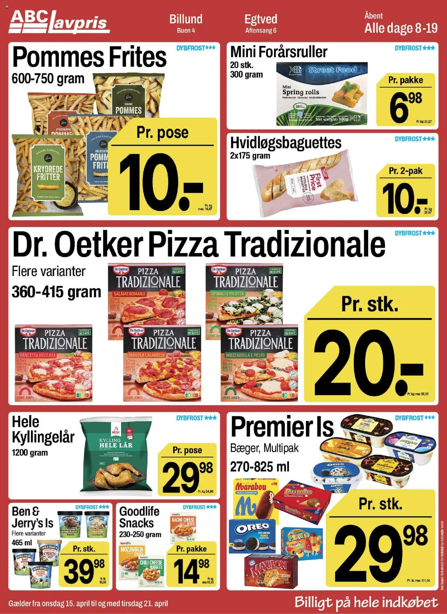 Abc Lavpris tilbudsavis – gyldig fra 15.04.2026 | Side: 5 | Produkter: Pizza, Pommes frites, Is, Mozzarella