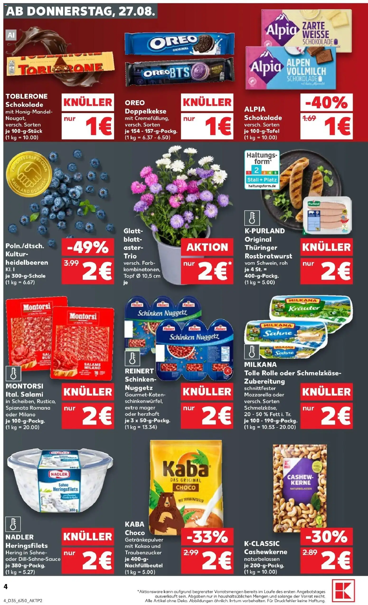 Prospekt Kaufland ab 24.08.2026 » Angebote Online zum Blättern | Seite: 15 | Produkte: Hering, Heidelbeeren, Schinken, Sahne