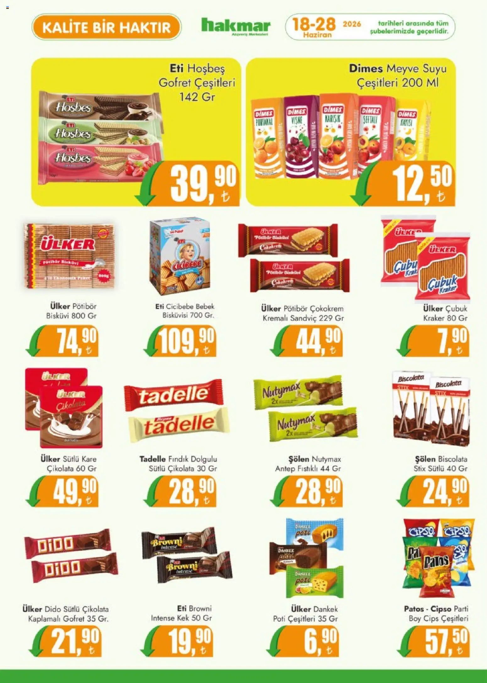 Hakmar Katalog - 18.06.2026 tarihinden itibaren geçerlidir | Sayfa: 5 | Ürünler: Çikolata, Portakal, Cips, Kayısı