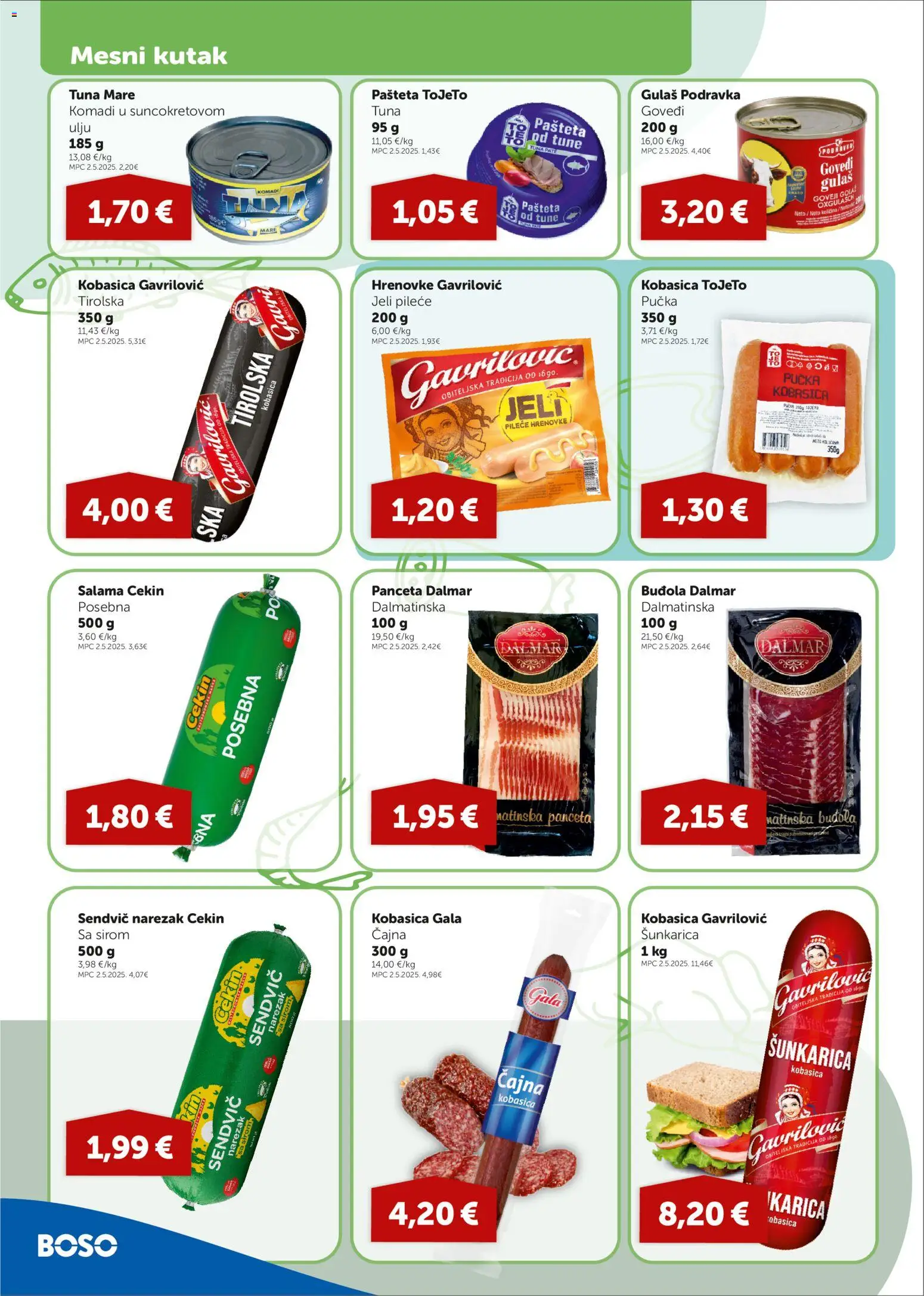 Boso katalog | vrijedi od 27.08.2026 | Stranica: 4 | Proizvodi: Buđola, Kobasica, Tuna, Panceta