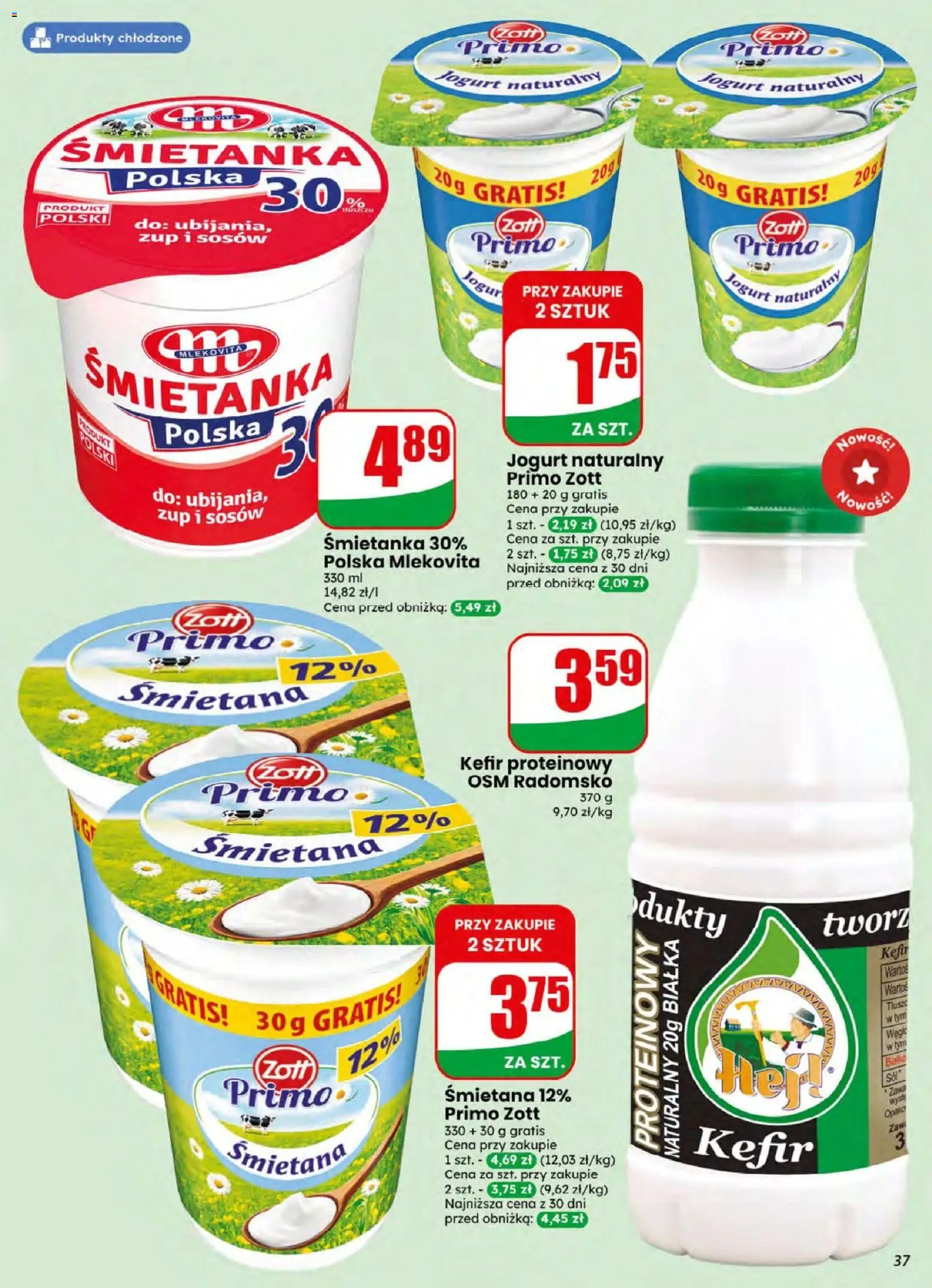 Dino gazetka od 05.08.2026 | Strona: 37 | Produkty: Kefir, Jogurt naturalny, Jogurt, Śmietana