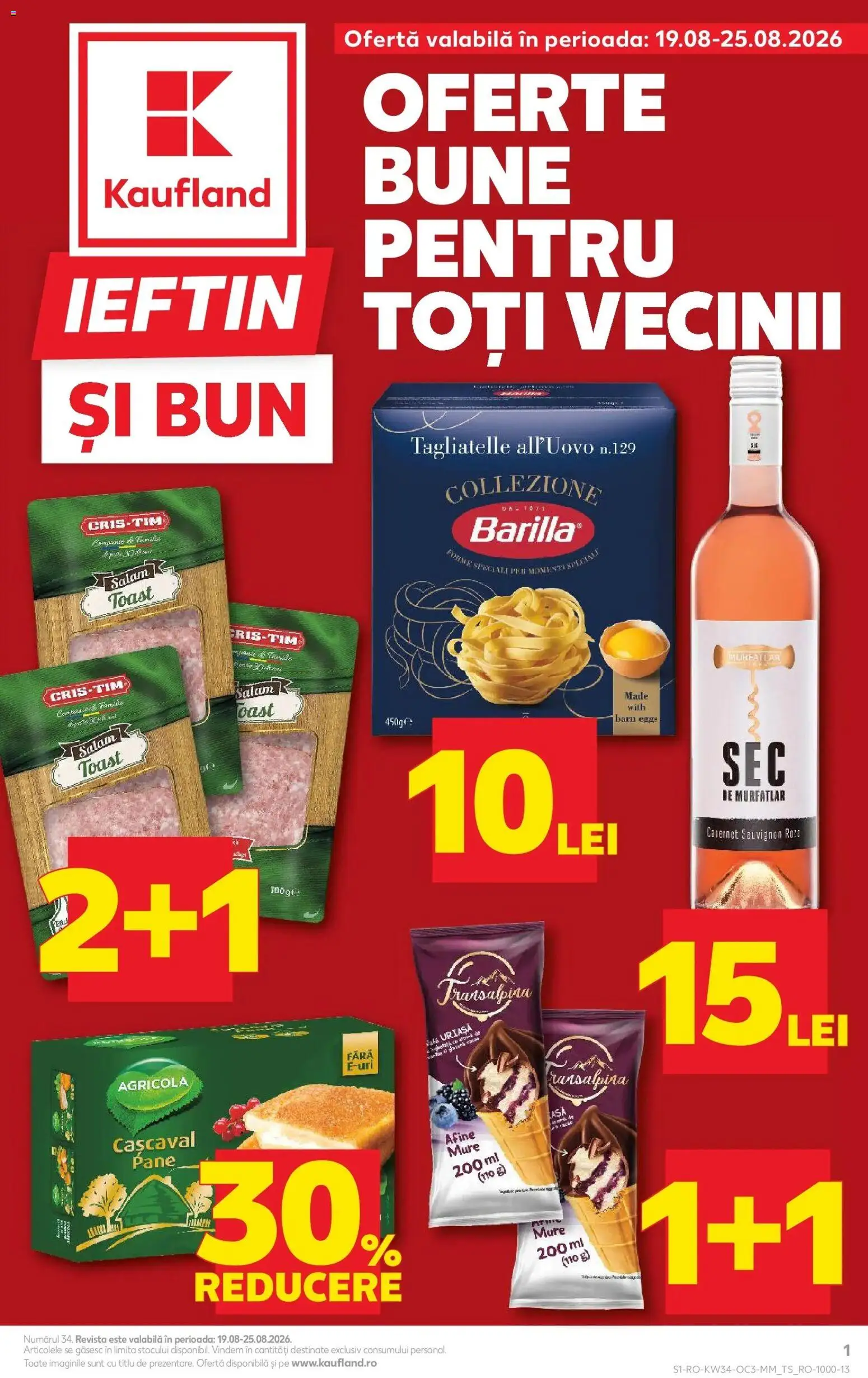 Kaufland Focșani 19.08.2026 - Revista si Oferta | Pagină: 1 | Produse: Afine, Agricola, Cașcaval, Sauvignon
