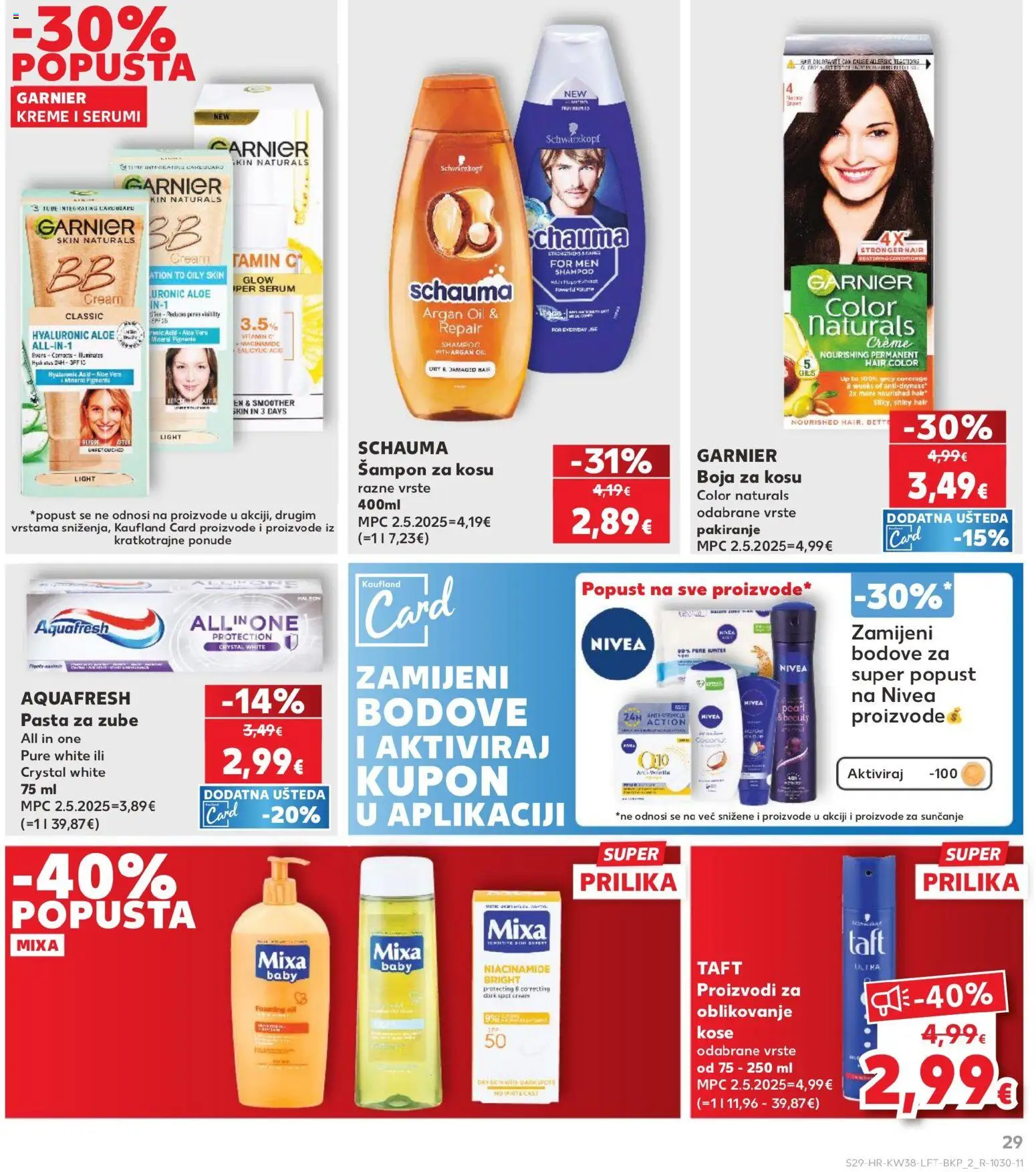 Kaufland katalog | vrijedi od 16.09.2026 | Stranica: 29 | Proizvodi: Boja za kosu, Pasta za zube, Garnier, Aloe vera