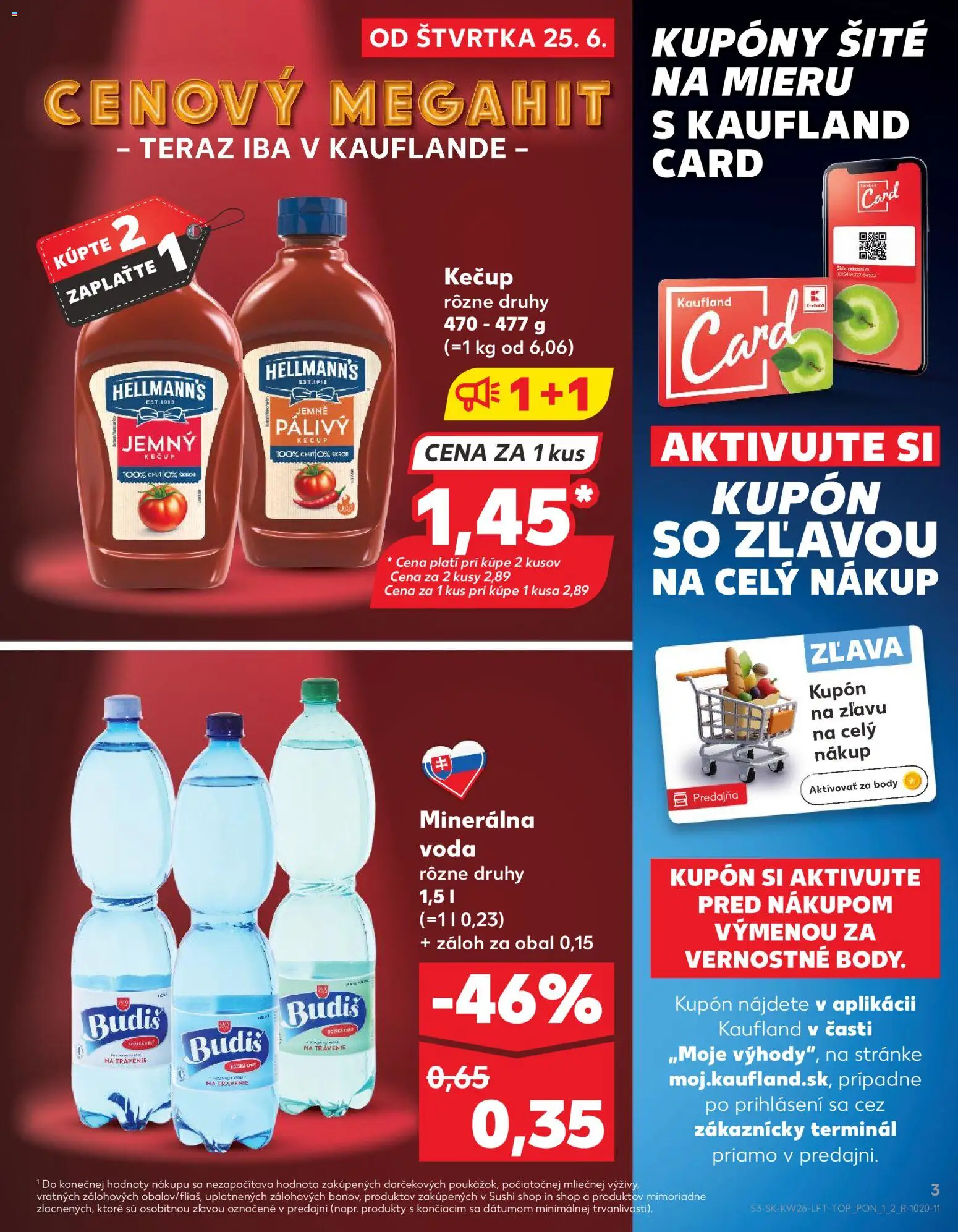 Nové Kaufland akcie – leták je platný od 25.06.2026 | Strana: 3 | Produkty: Kečup, Sushi, Voda, Minerálna voda