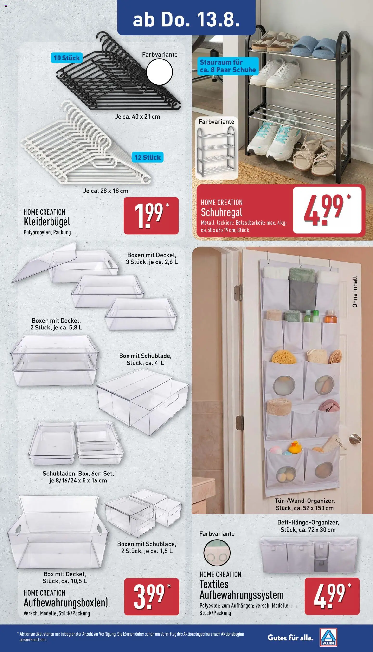 Aldi Prospekt – gültig ab 10.08.2026 | Seite: 25 | Produkte: Box, Schuhregal, Kleiderbügel, Home creation