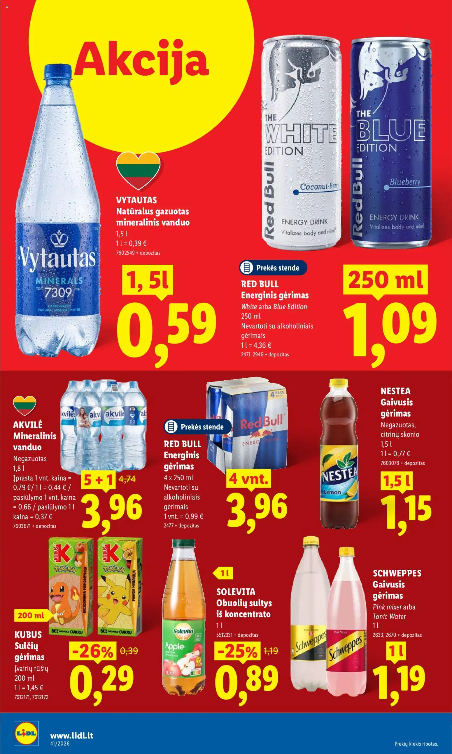 LIDL akcijos nuo 2026.10.05 | Puslapis: 14 | Prekių: Vanduo, Energinis gėrimas, Sultys, Mineralinis vanduo