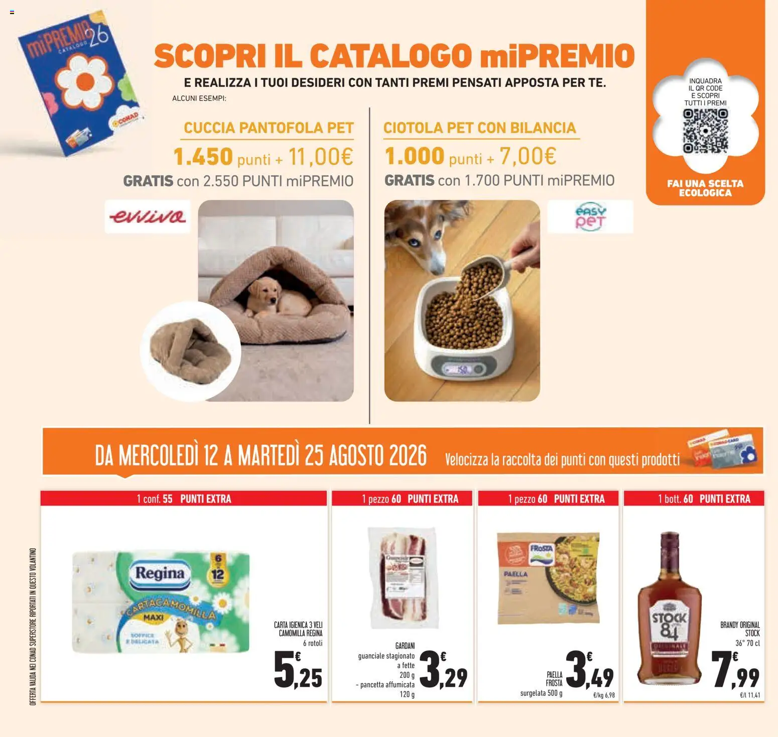 Volantino Conad del 12/08/2026 | Pagina: 42 | Prodotti: Carta igienica, Ciotola, Brandy, Guanciale