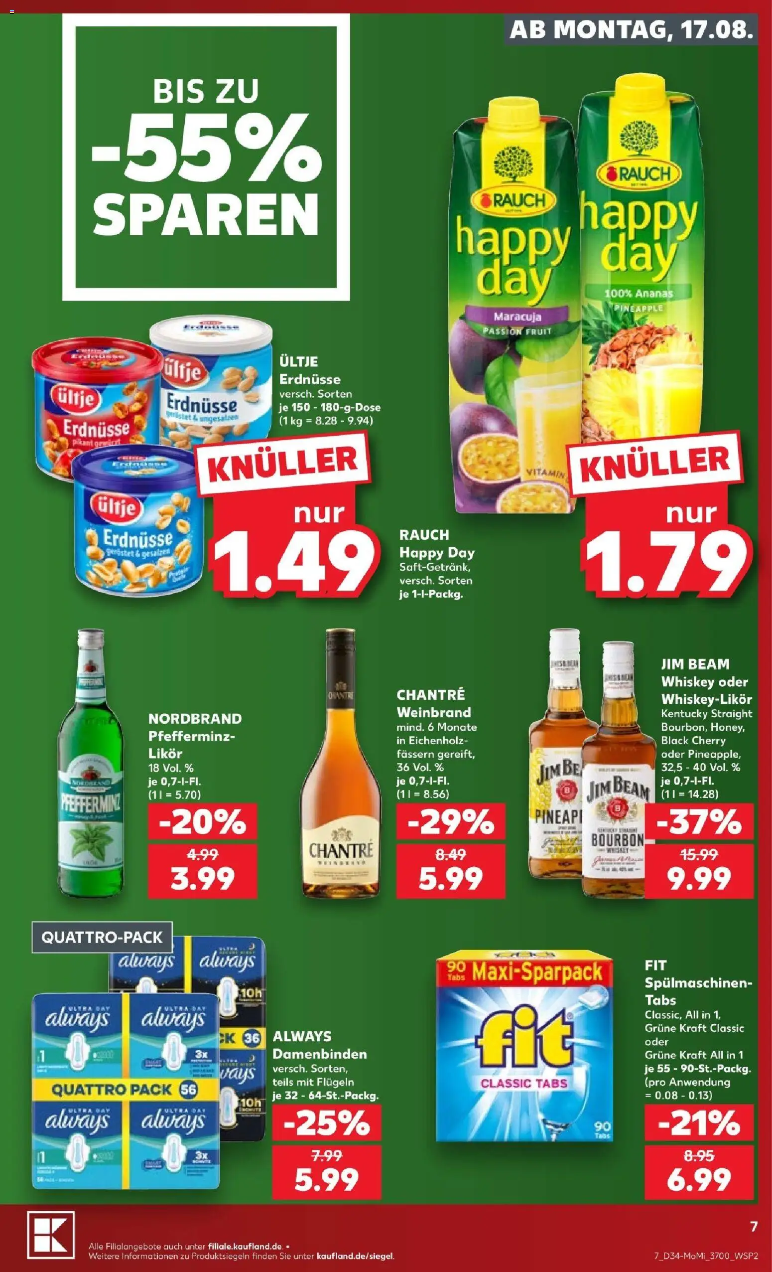 Kaufland Prospekt Rostock – gültig ab 17.08.2026 | Seite: 7 | Produkte: Ultje erdnusse, Likör, Ananas, Whiskey