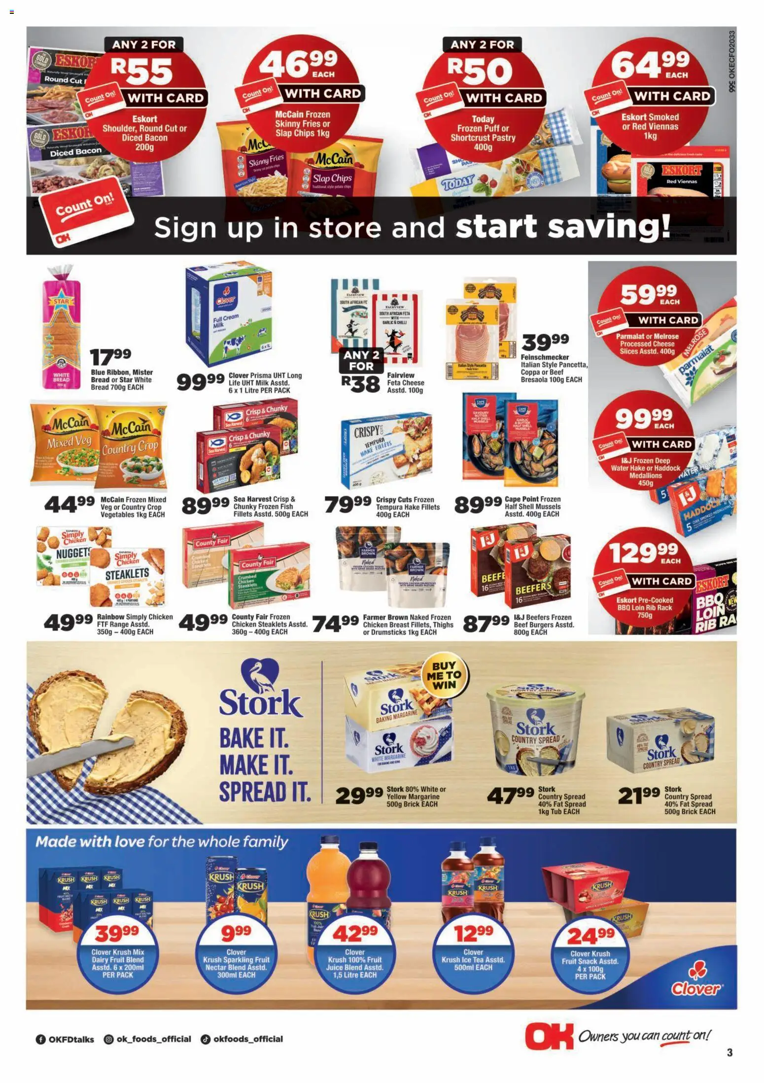New OK Foods catalogue – valid from 25/08/2026 | Page: 3 | Products: Chicken, Fish, Burgers, Garlic