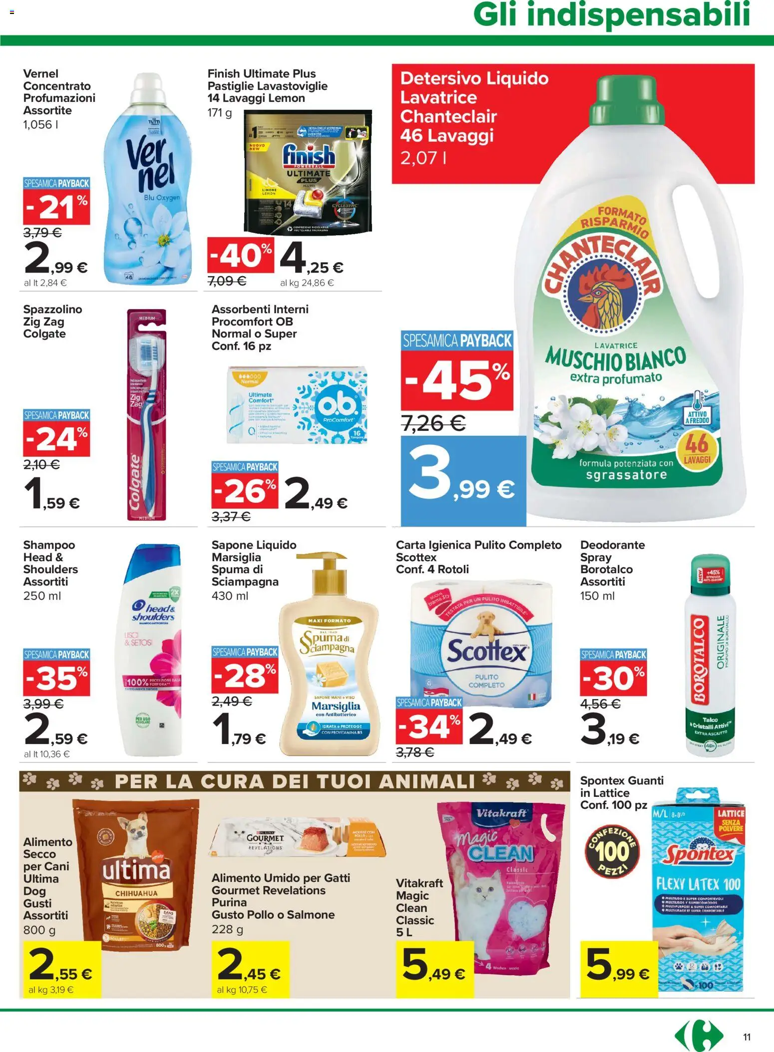 Volantino Carrefour del 02/07/2026 | Pagina: 11 | Prodotti: Carta igienica, Sgrassatore, Guanti, Lavatrice