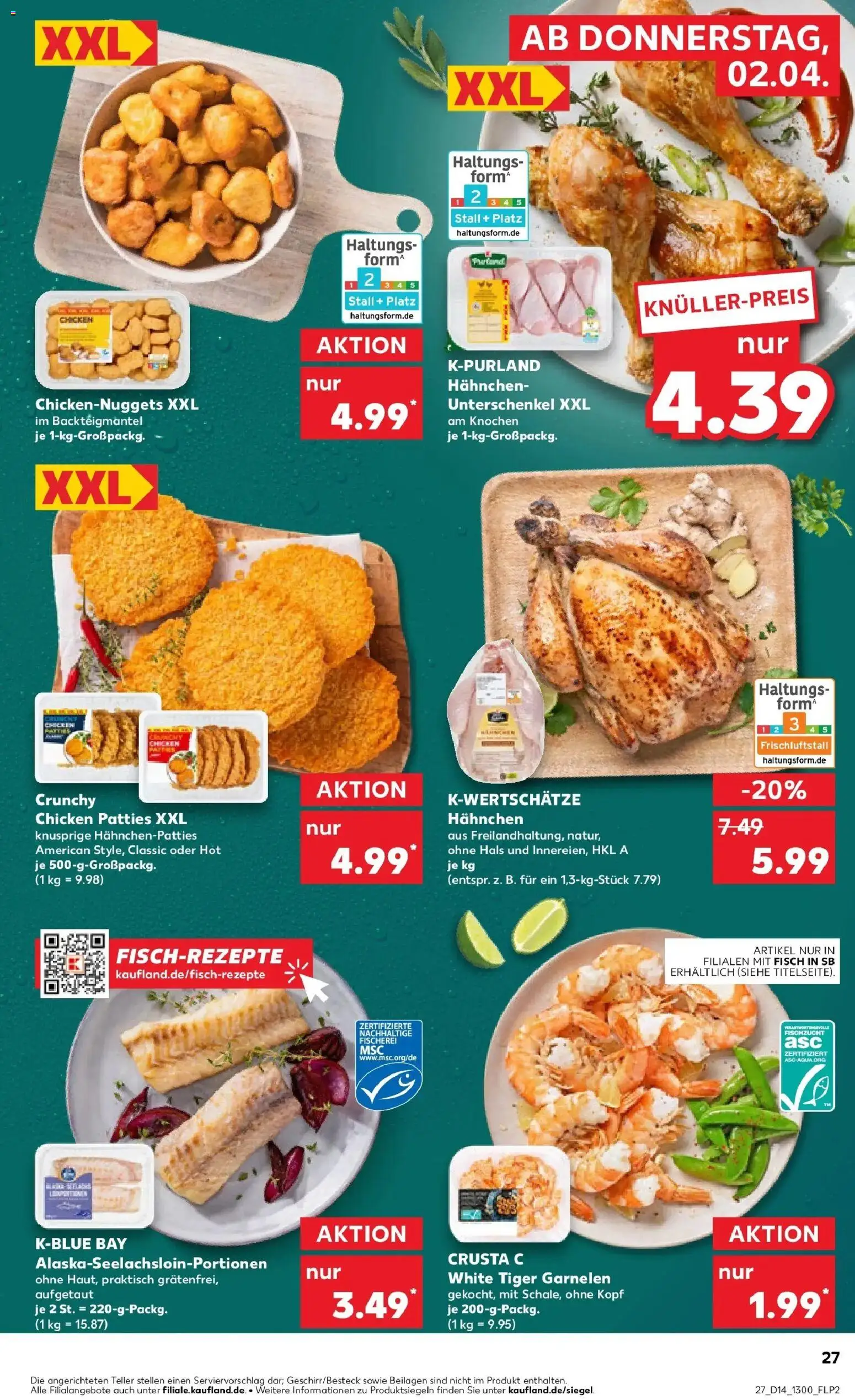Kaufland Prospekt Bergkamen	 – gültig ab 02.04.2026 | Seite: 27 | Produkte: Hahnchen, Garnelen, Fisch, Tiger garnelen