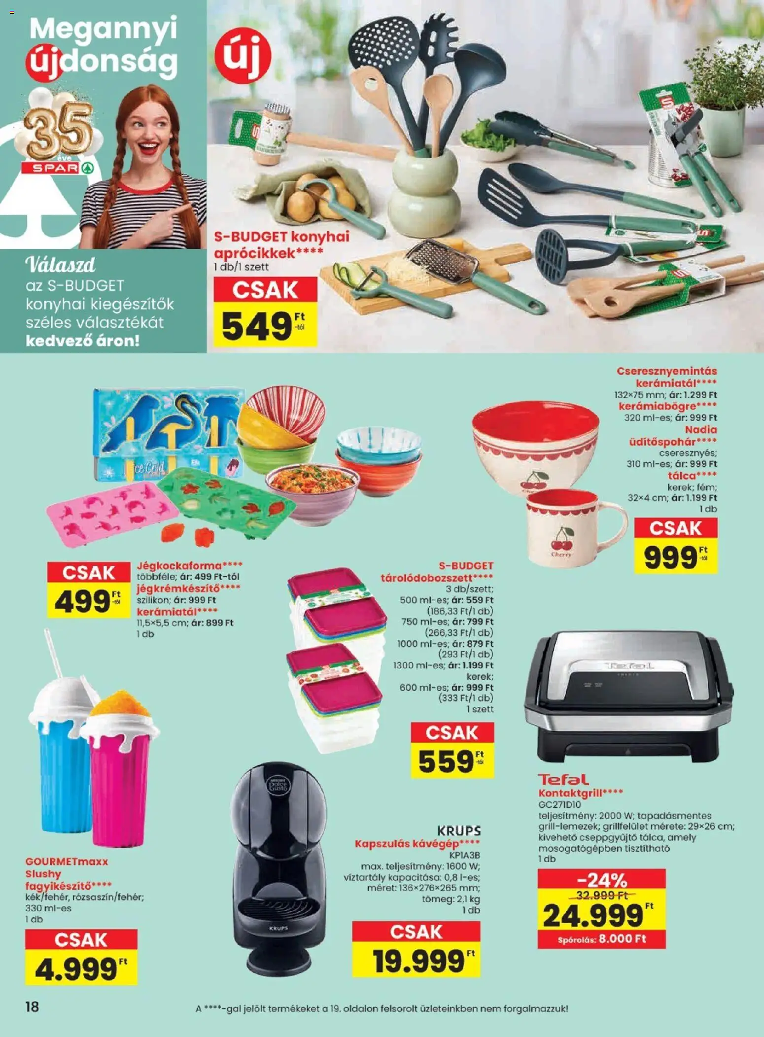 Spar akciós ujság - amely érvényes a következő dátumtól: 07.05.2026 | Oldal: 18 | Termékek: Kontaktgrill, Tefal, Kávégép