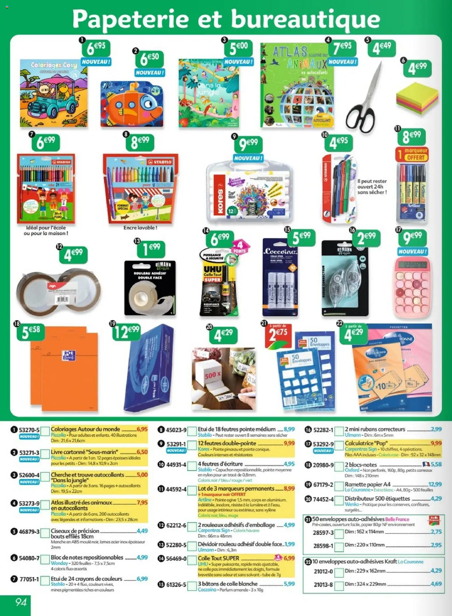 {H1} | Page: 94 | Produits: Amande, Étui, Colle, Piles