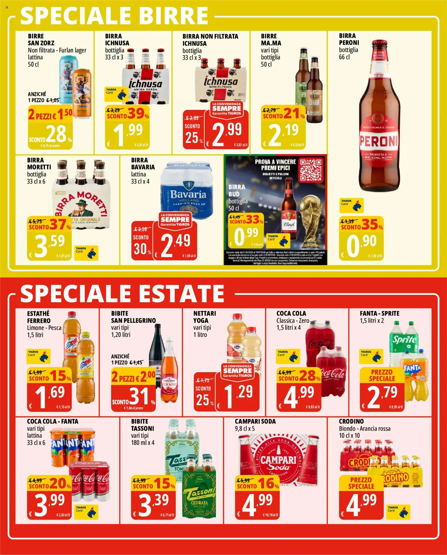 Volantino Tigros del 17.06.2026 | Pagina: 13 | Prodotti: Pesca, Bibite, Fanta, Coca Cola