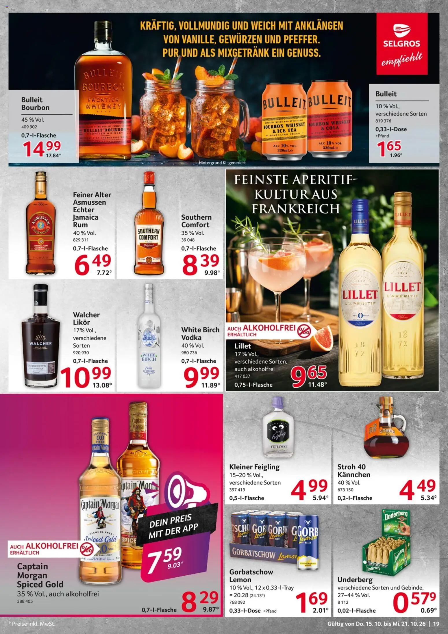 Selgros Prospekt – gültig ab 15.10.2026 | Seite: 19 | Produkte: Mixgetränk, Kleiner feigling, Captain morgan, Vodka
