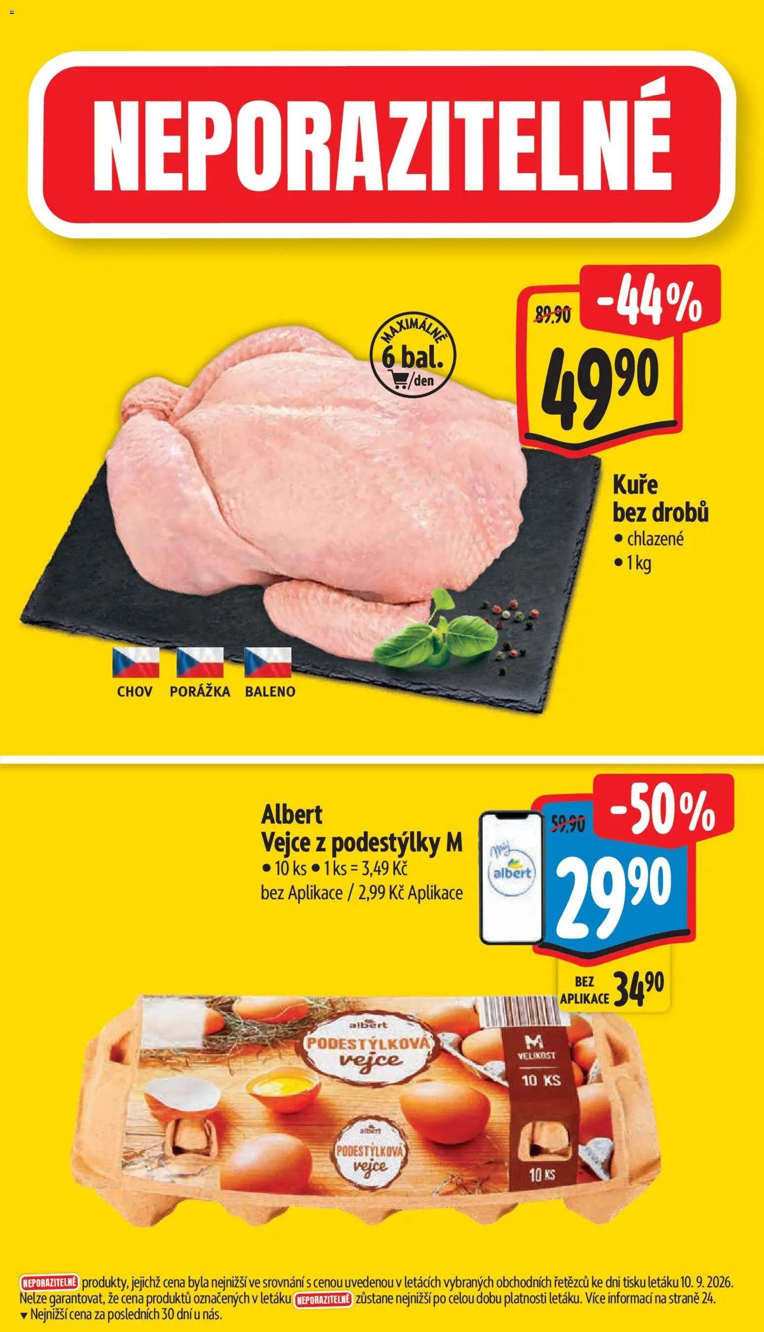 Albert leták - Supermarket -  	Frenštát pod Radhoštěm od 16.09.2026 | Strana: 2 | Produkty: Vejce, Kuře
