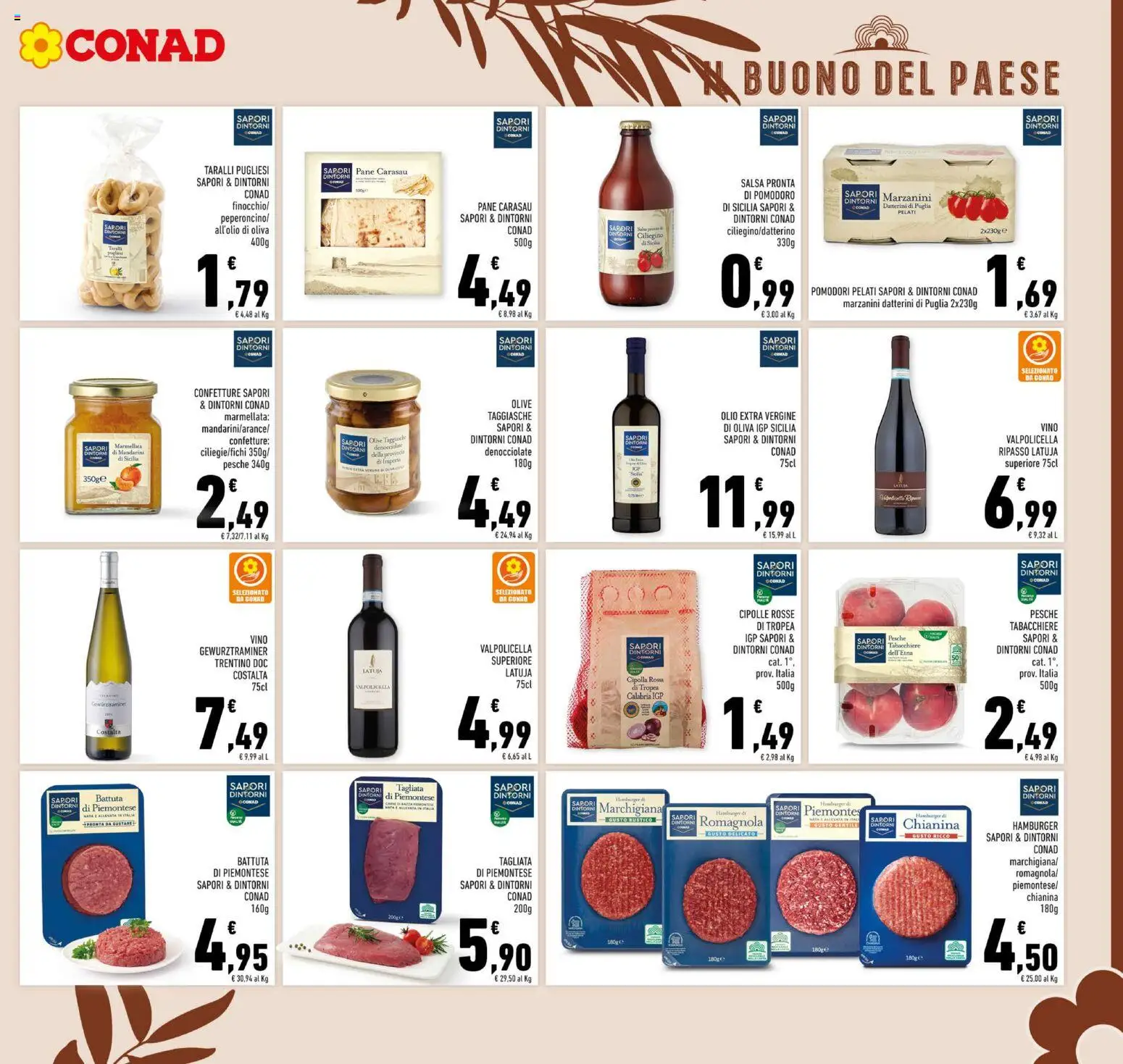 Volantino Conad del 01/07/2026 | Pagina: 9 | Prodotti: Cipolle, Salsa, Vino, Hamburger