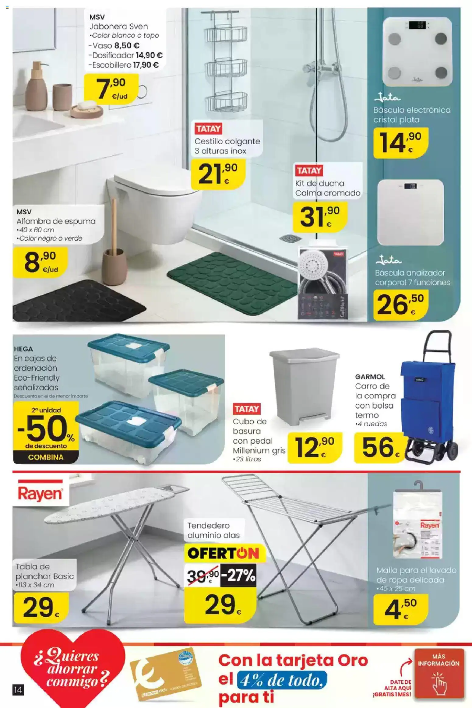 Eroski Oferta │ válido desde el 16/07/2026 | Página: 14 | Productos: Ropa, Tendedero, Tabla de planchar, Ducha