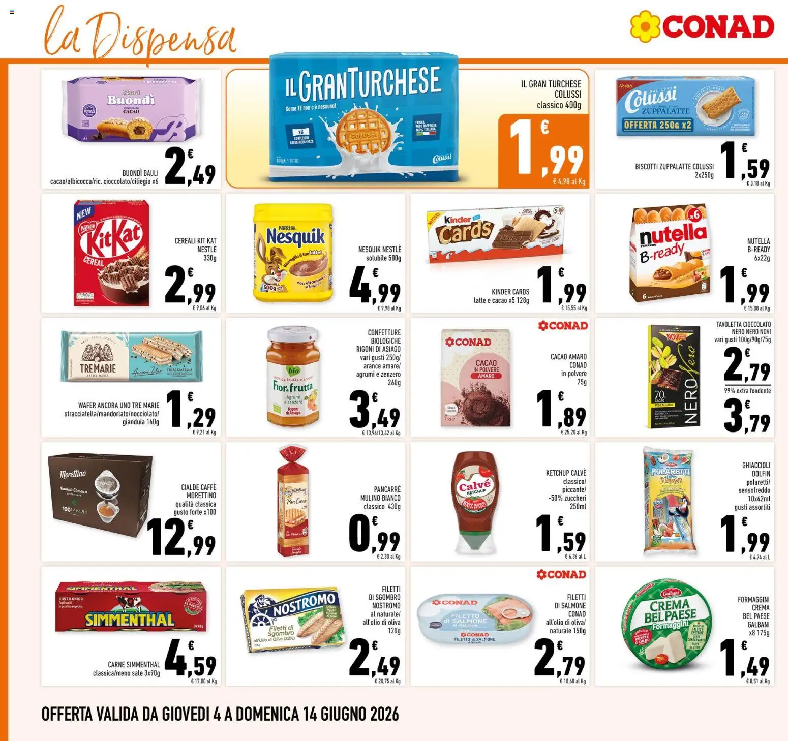 Volantino Conad del 04.06.2026 | Pagina: 16 | Prodotti: Caffè, Ghiaccioli, Cereali, Latte