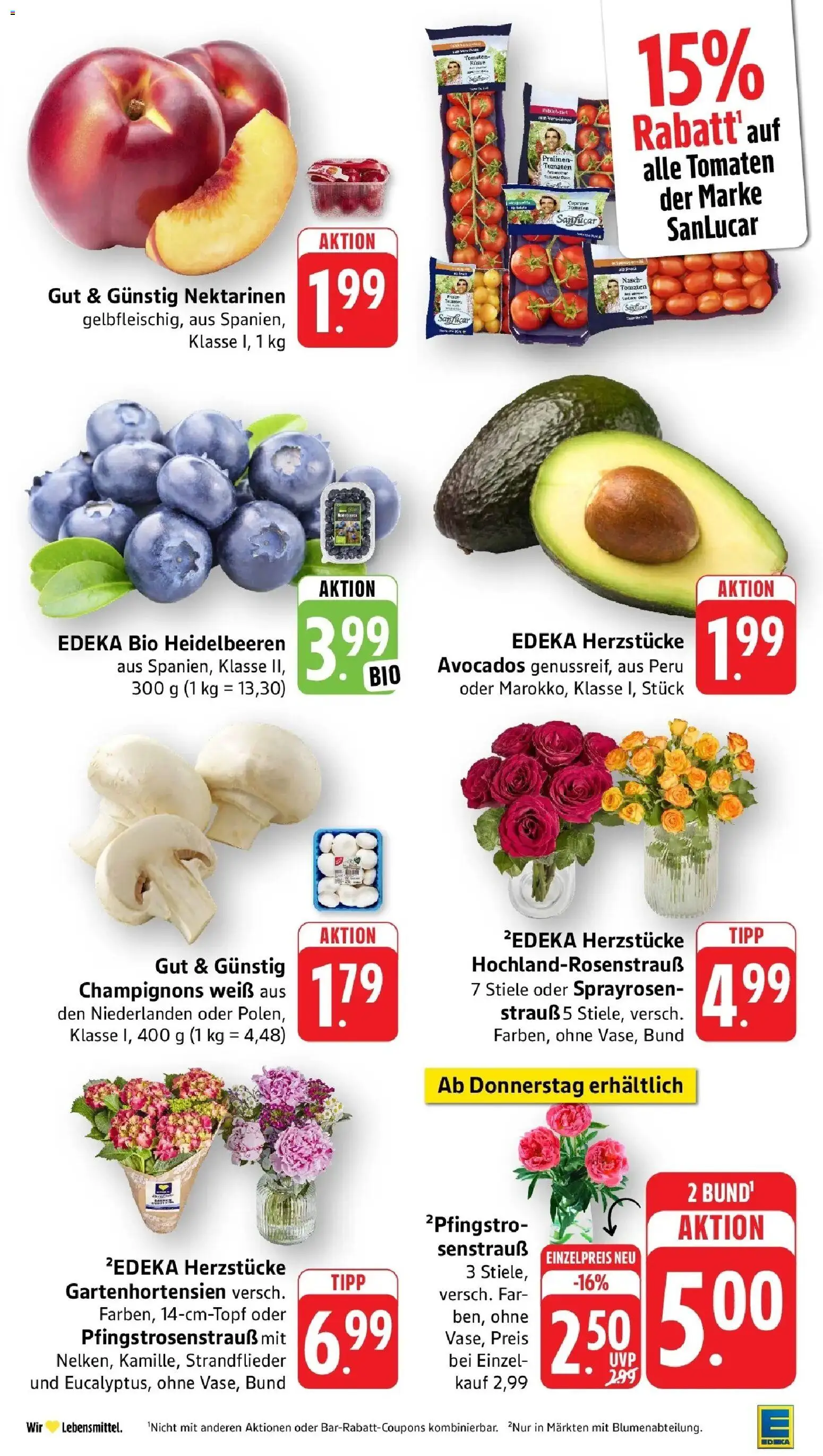 Edeka prospekt Bitburg – gültig ab 01.06.2026 | Seite: 6 | Produkte: Nektarinen, Tomaten, Heidelbeeren, Champignons