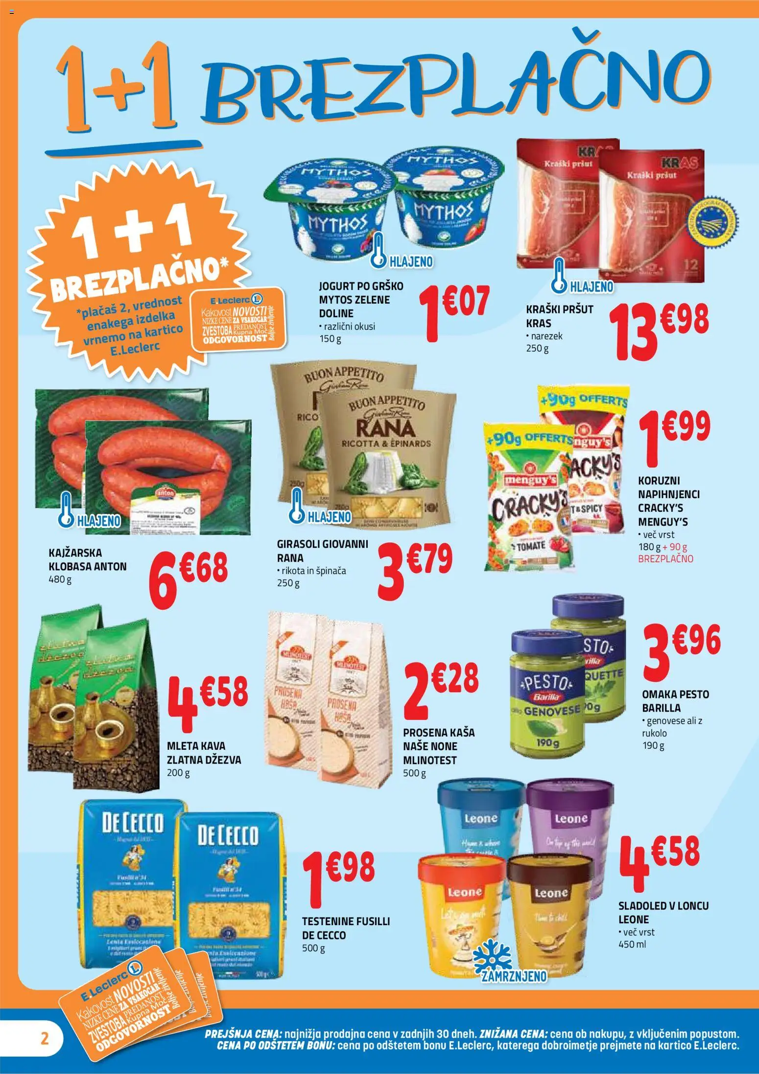 Novi E.leclerc katalog ponudbe – veljaven od 19.08.2026 | Stran: 2 | Izdelki: Narezek, Pesto, Testenine, Omaka