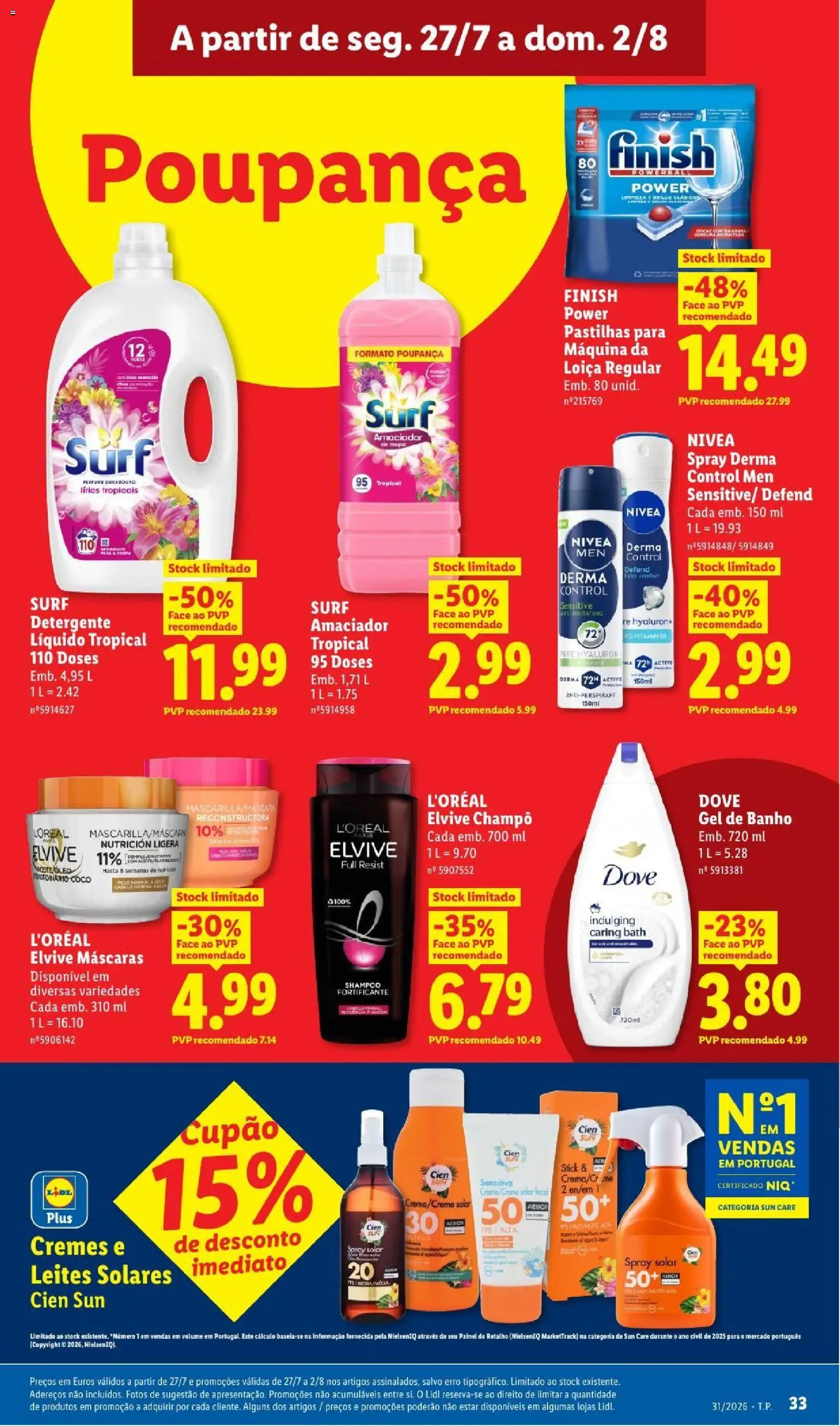 Lidl folheto │ válido de 27/07/2026 | Página: 33 | Produtos: Shampoo, Gel de banho, Detergente, Banho