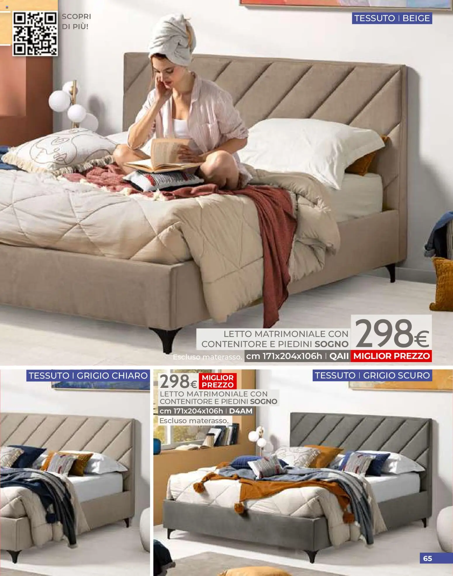 Volantino Mondo Convenienza del 01/07/2026 | Pagina: 65 | Prodotti: Letto matrimoniale, Contenitore, Letto