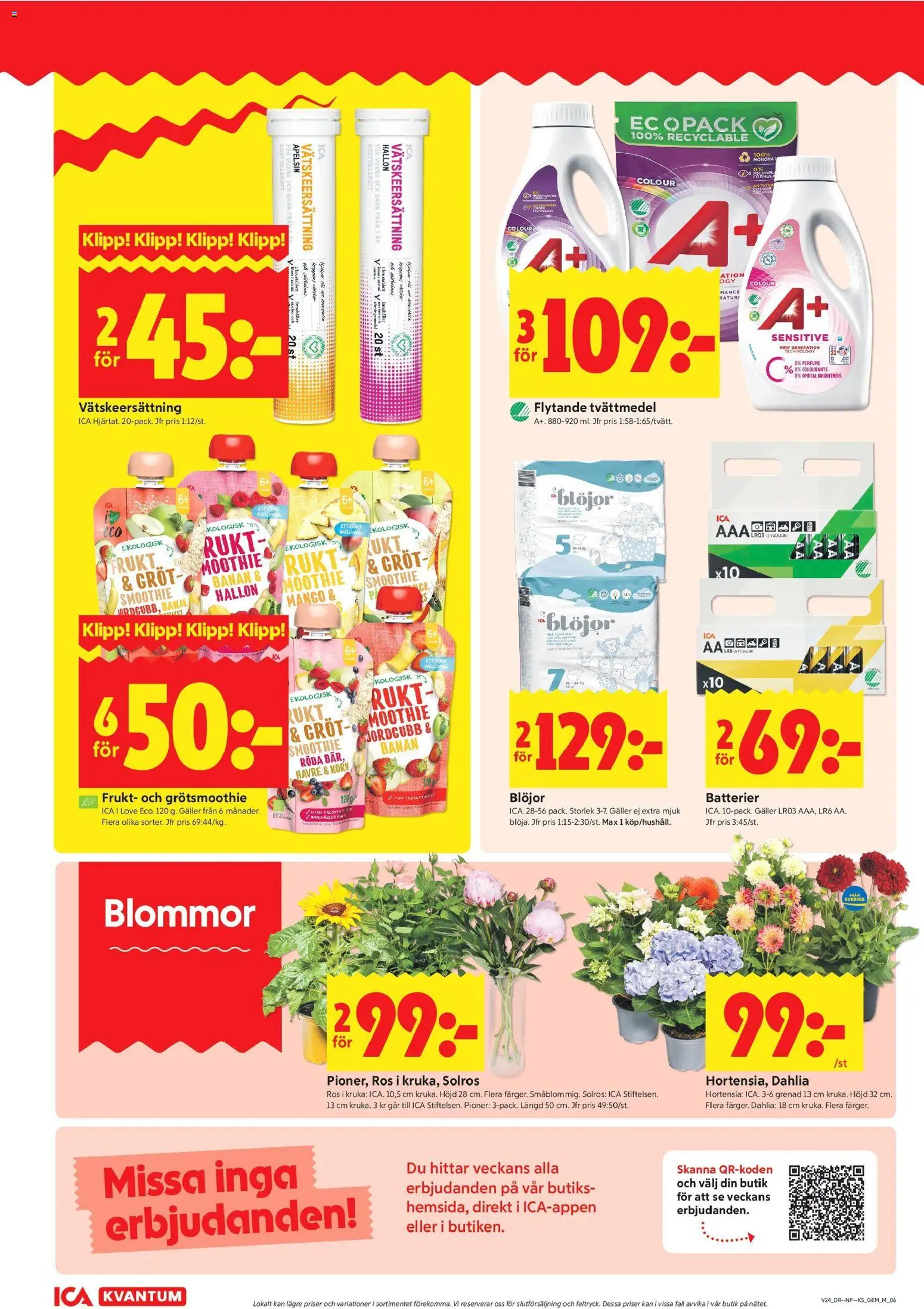 ICA Kvantum reklamblad aktuell från 08.06.2026 | Sida: 6 | Produkter: Tvättmedel, Galler, Kruka, Apelsin