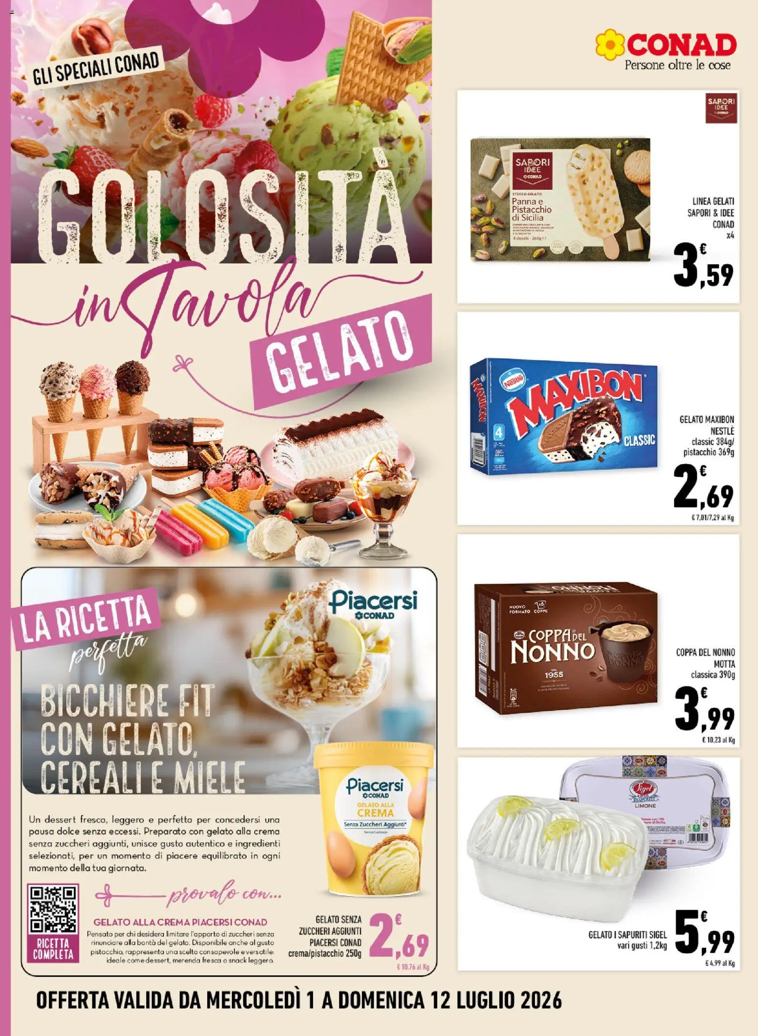 Volantino Conad del 01/07/2026 | Pagina: 8 | Prodotti: Crema, Panna, Gelato, Limone