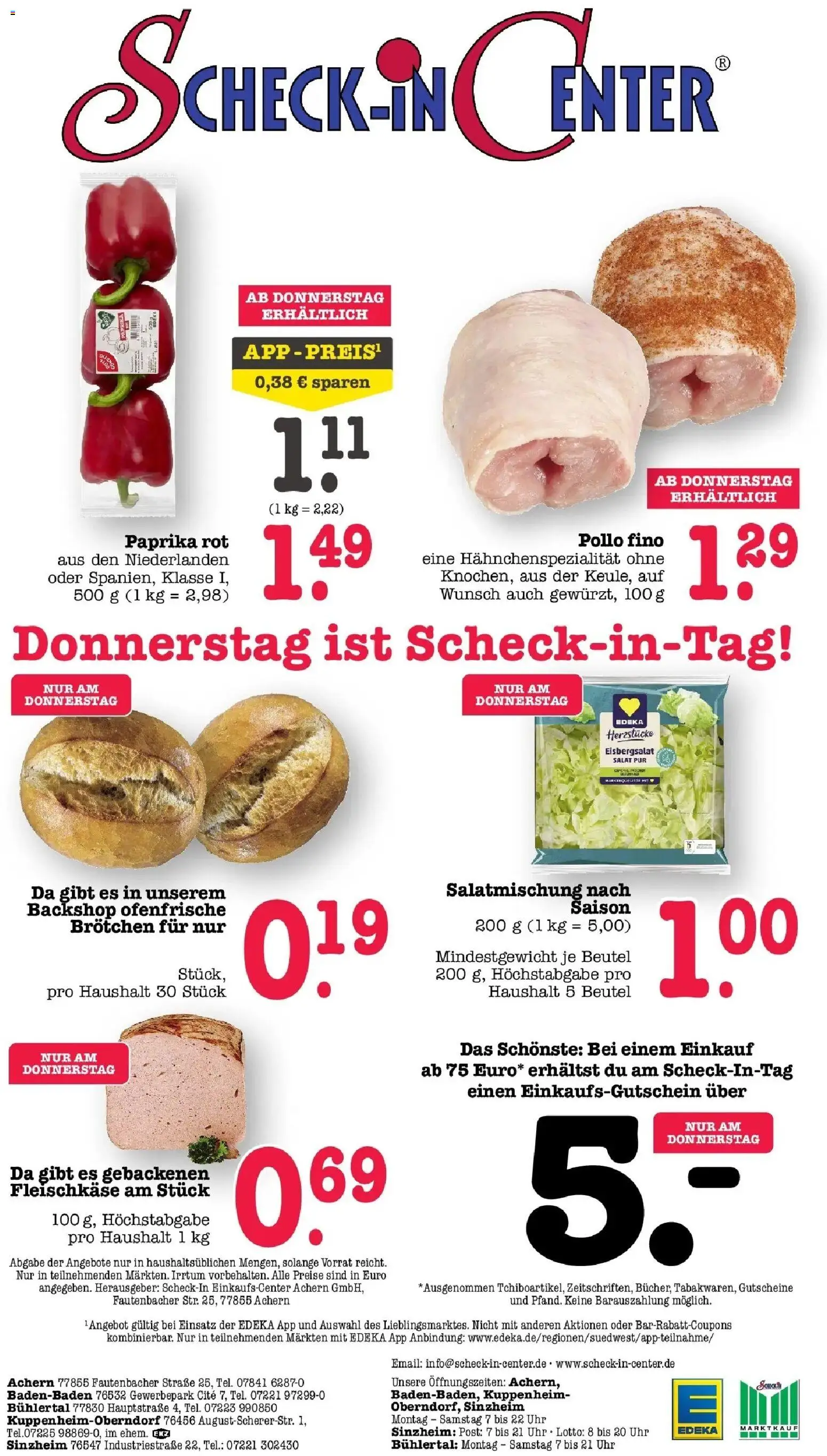 Edeka Prospekt Bühlertal (ab 26.10.2026) » Angebote Online | Seite: 80 | Produkte: Eisbergsalat, Ofenfrische, Paprika, Uhr