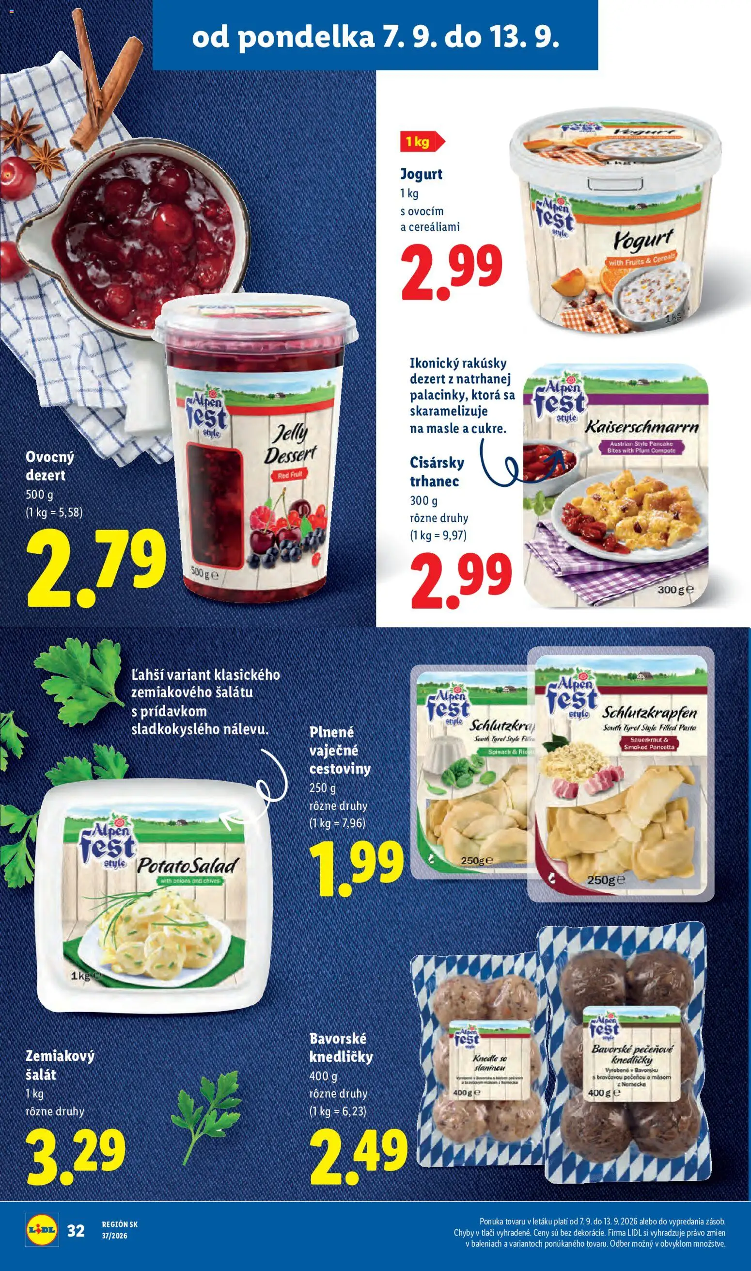 Nové Lidl akcie – leták je platný od 07.09.2026 | Strana: 36 | Produkty: Jogurt, Cestoviny, Šalát, Dezert
