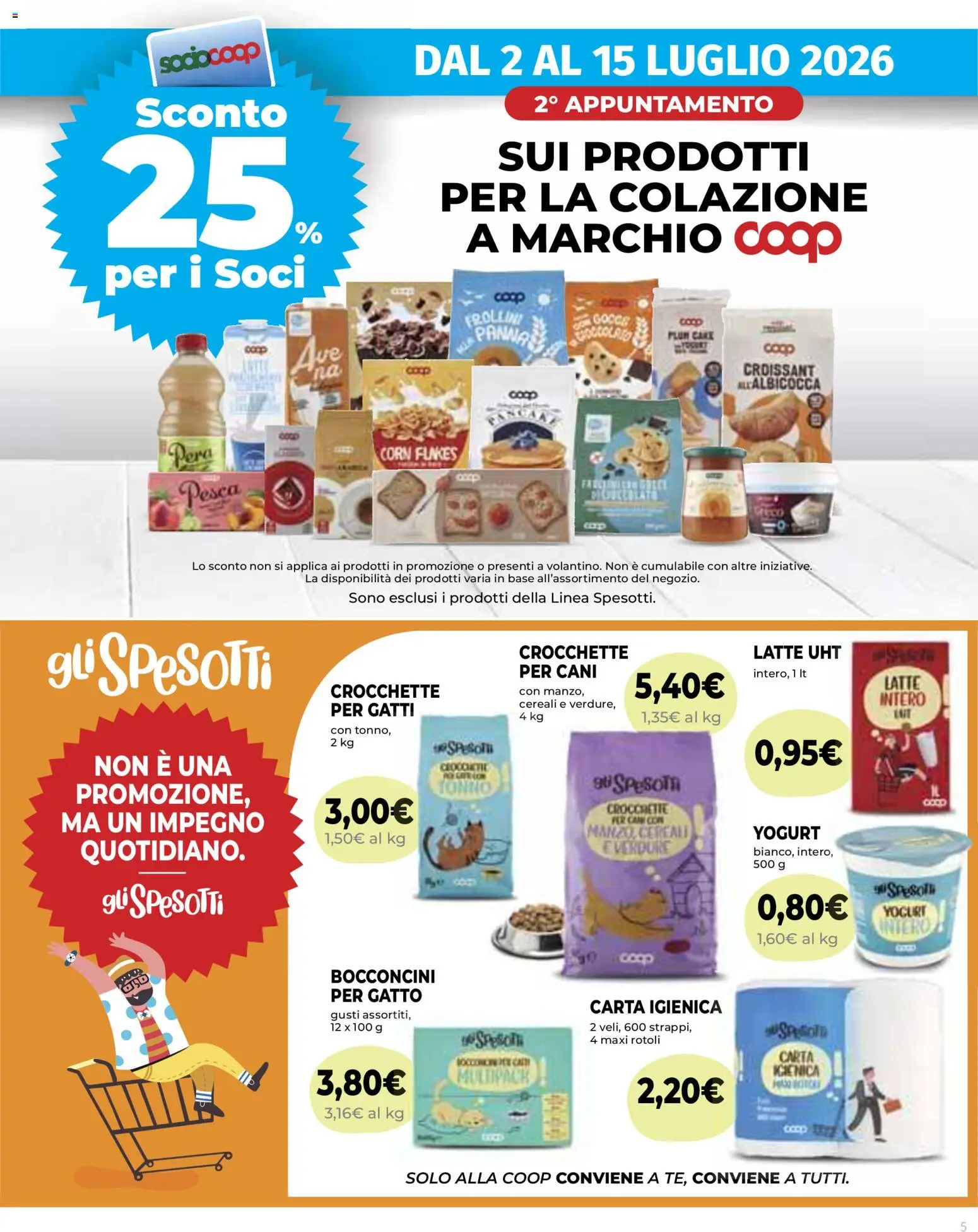 Volantino Ipercoop del 02/07/2026 | Pagina: 5 | Prodotti: Carta igienica, Pesca, Croissant, Frollini