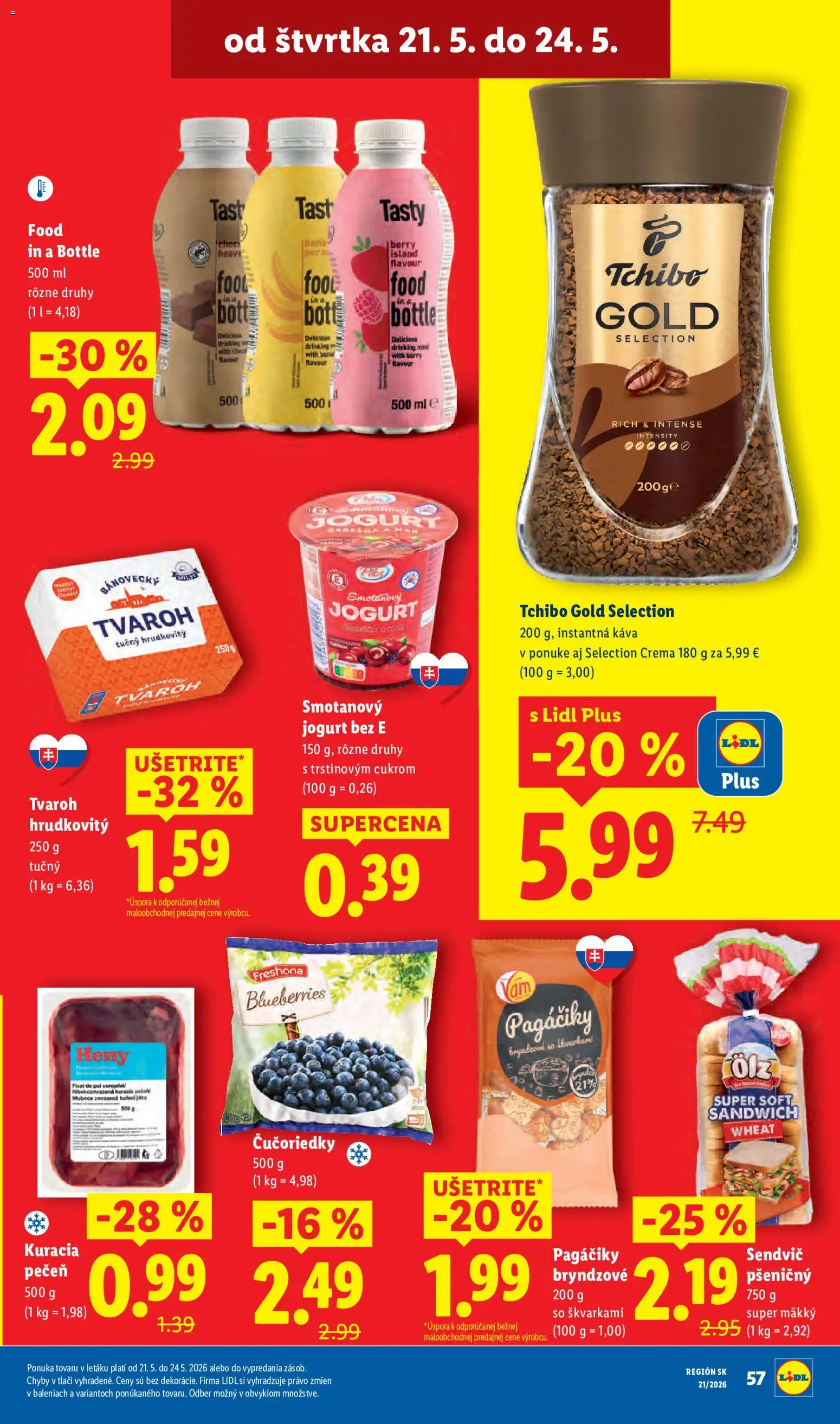 Nové Lidl akcie – leták je platný od 18.05.2026 | Strana: 73 | Produkty: Jogurt, Čučoriedky, Tvaroh, Sendvič